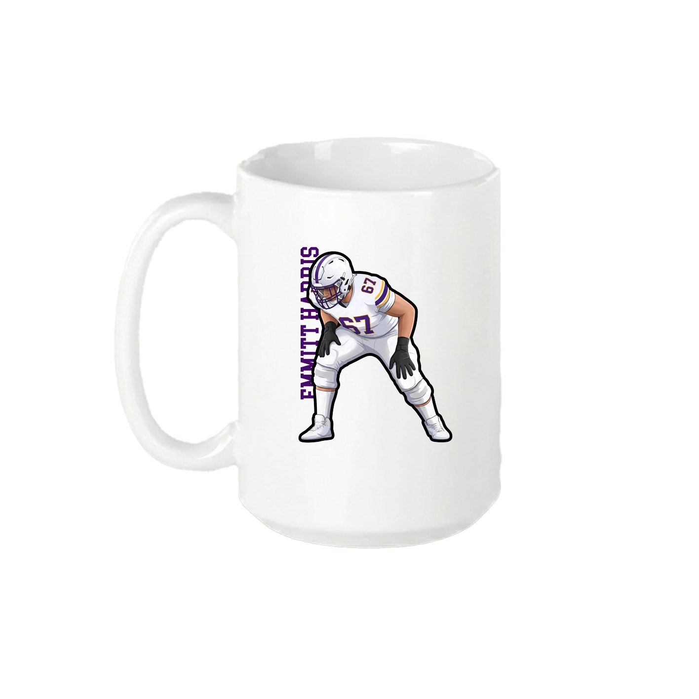 15oz Coffee Mug — Name Vertical in White