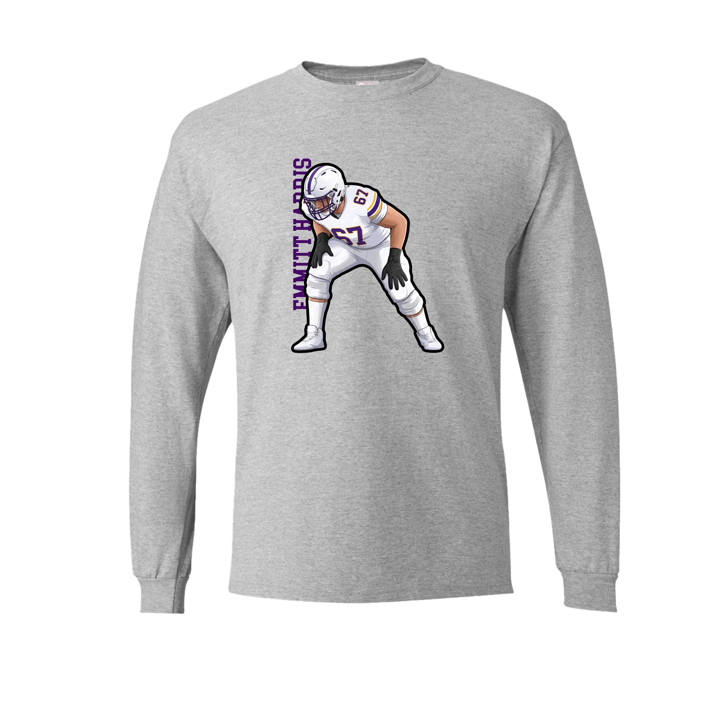 Long Sleeve Tee — Name Vertical in Grey