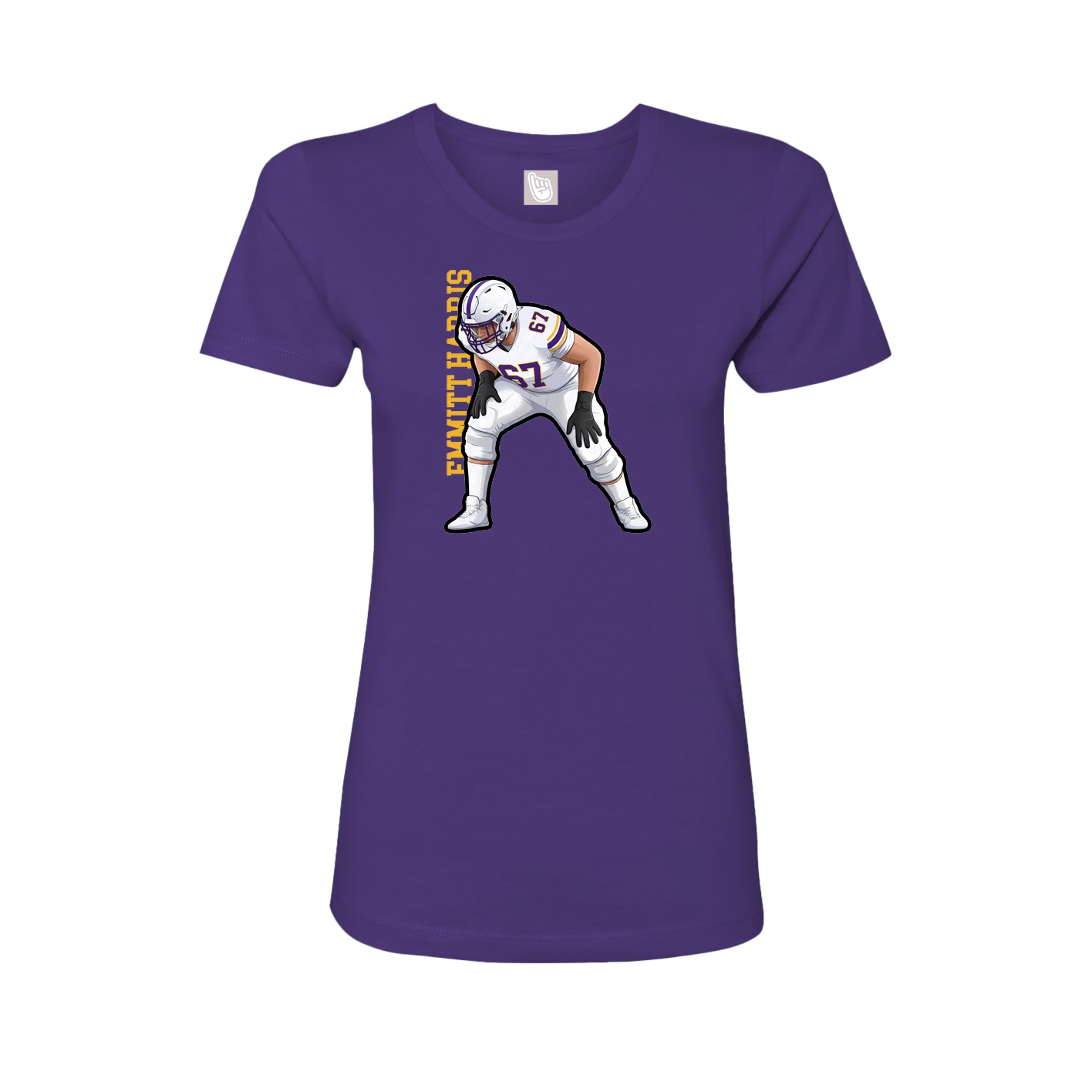 Fitted Women's Tee — Name Vertical in Purple