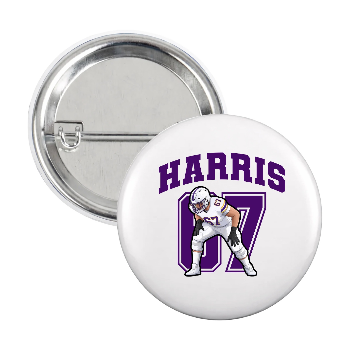 Game Day Button — Number in White