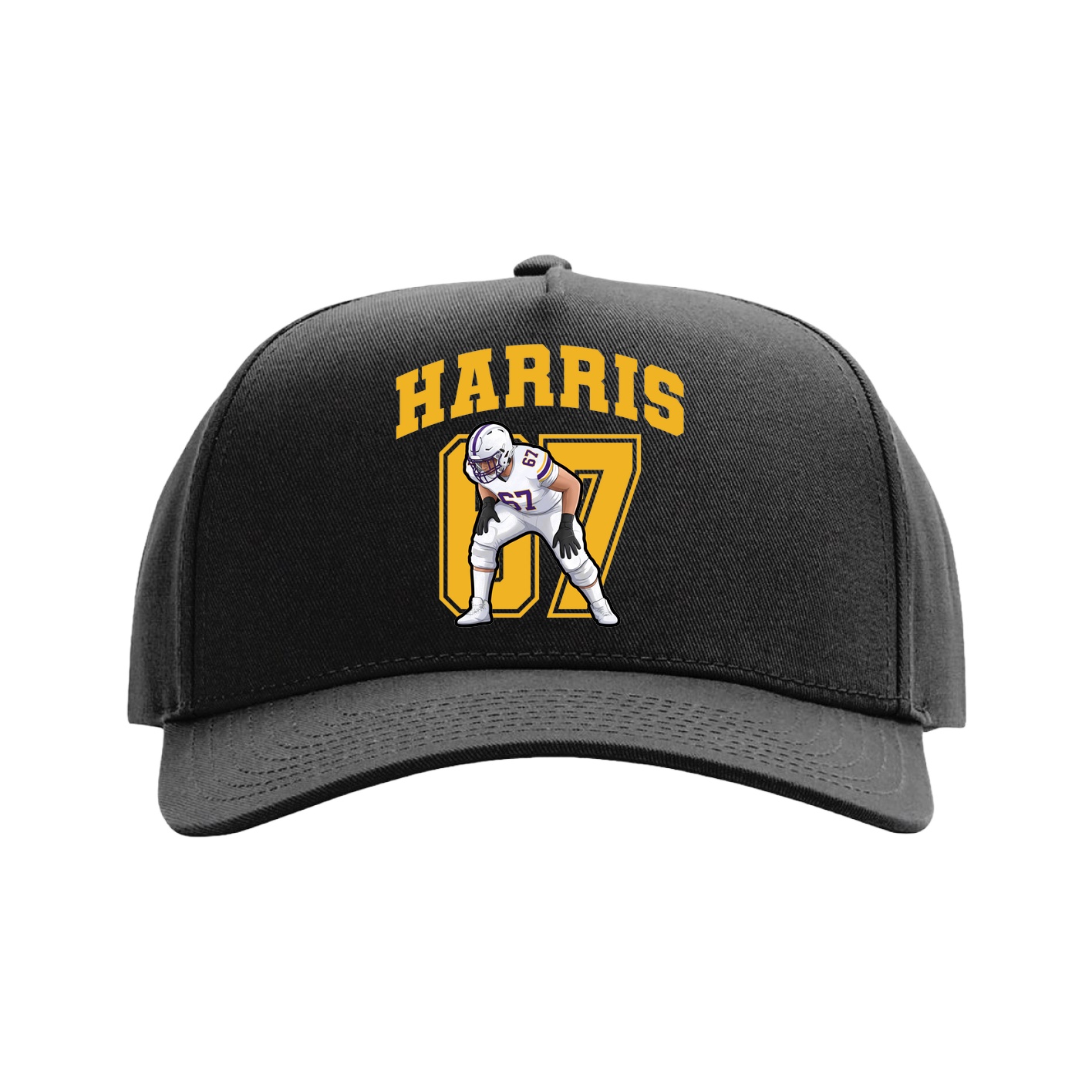 Full Fabric Five-Panel Champ Cap — Number in Black