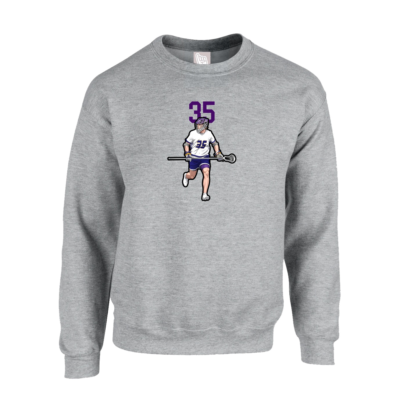 Fleece Crew — Number Top in Grey