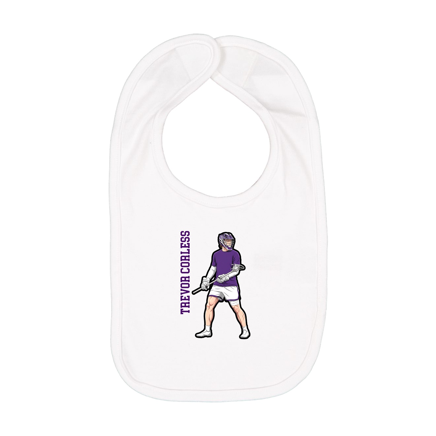 Infant Bib — Name Vertical in White