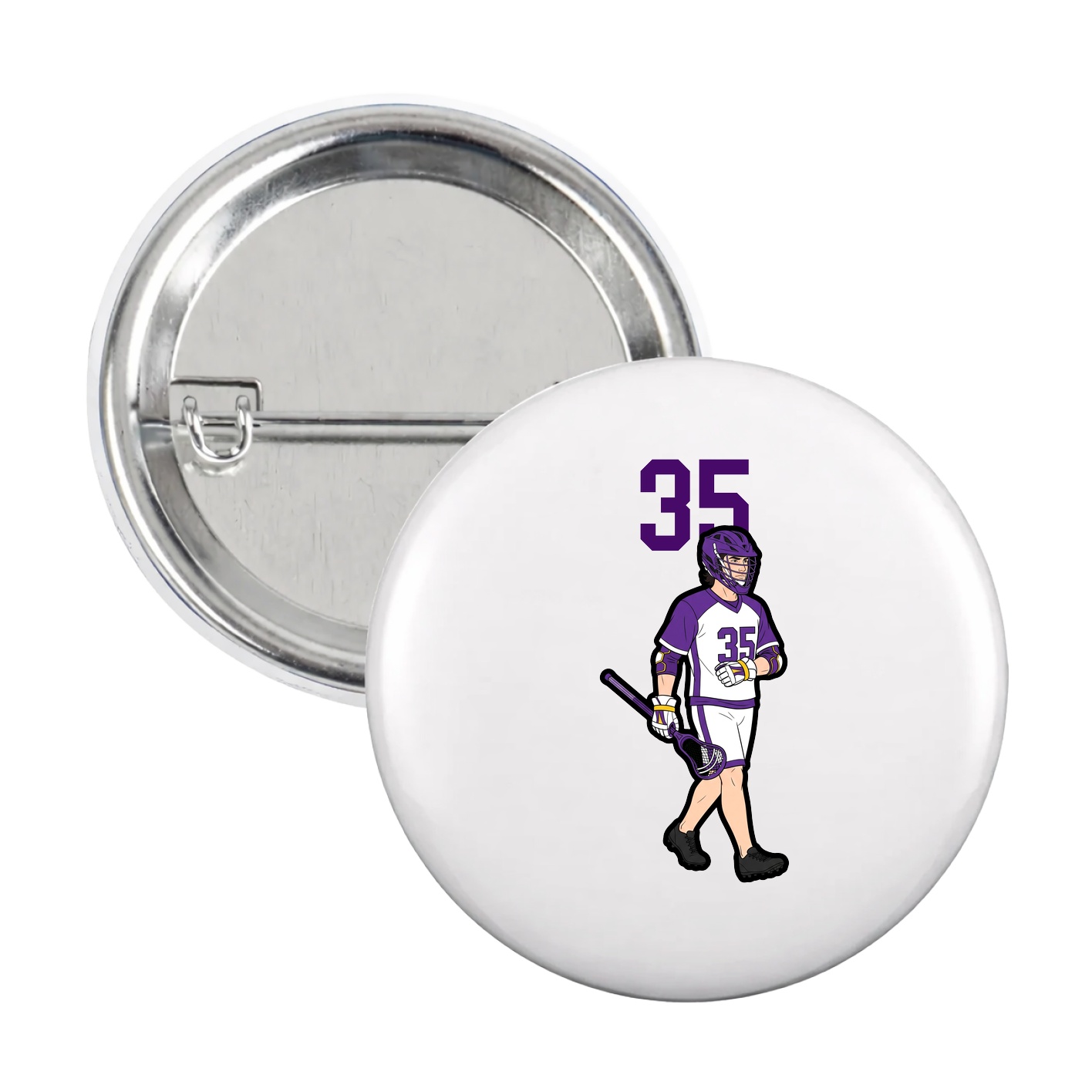 Game Day Button — Number Top in White