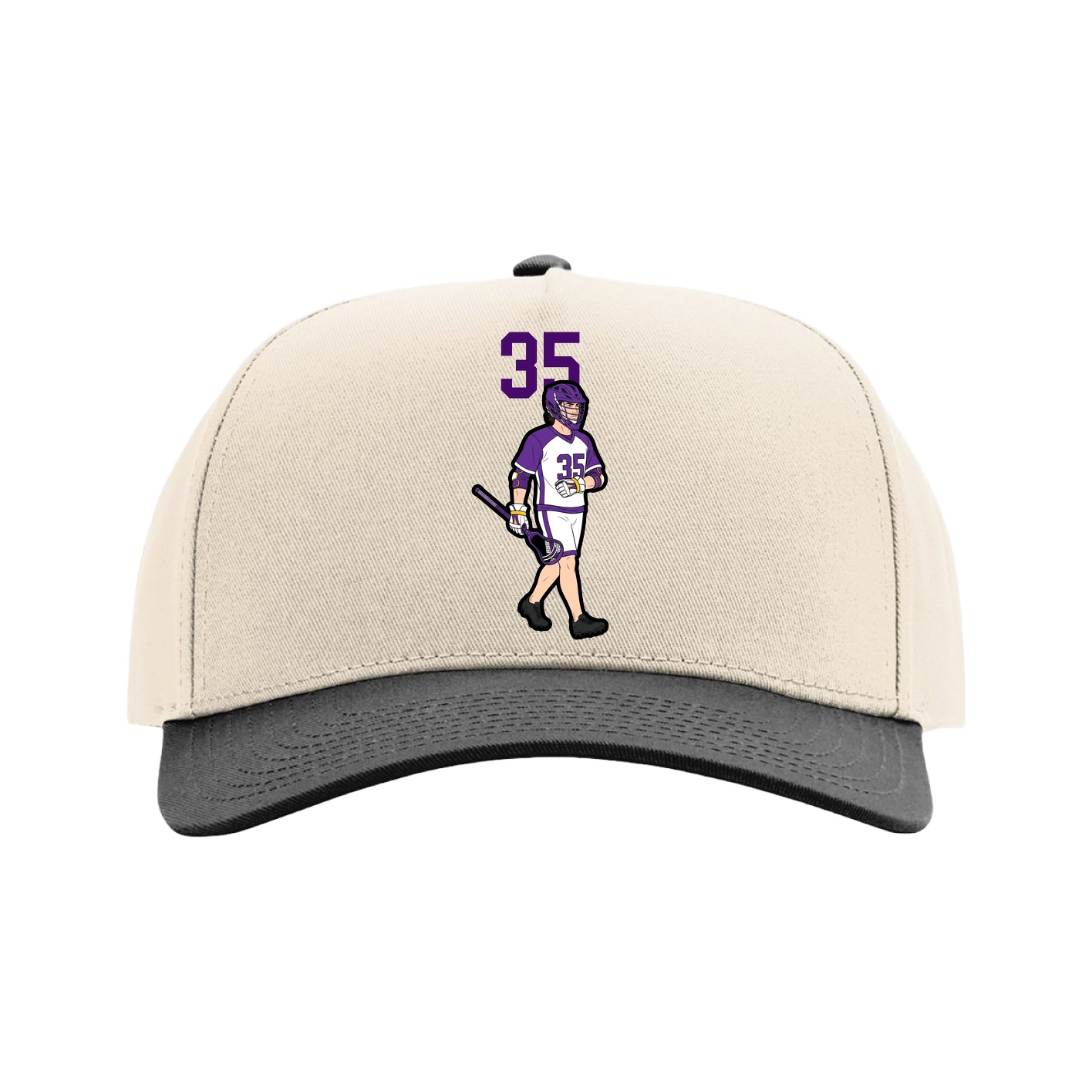 Full Fabric Five-Panel Champ Cap — Number Top in Cream/Black