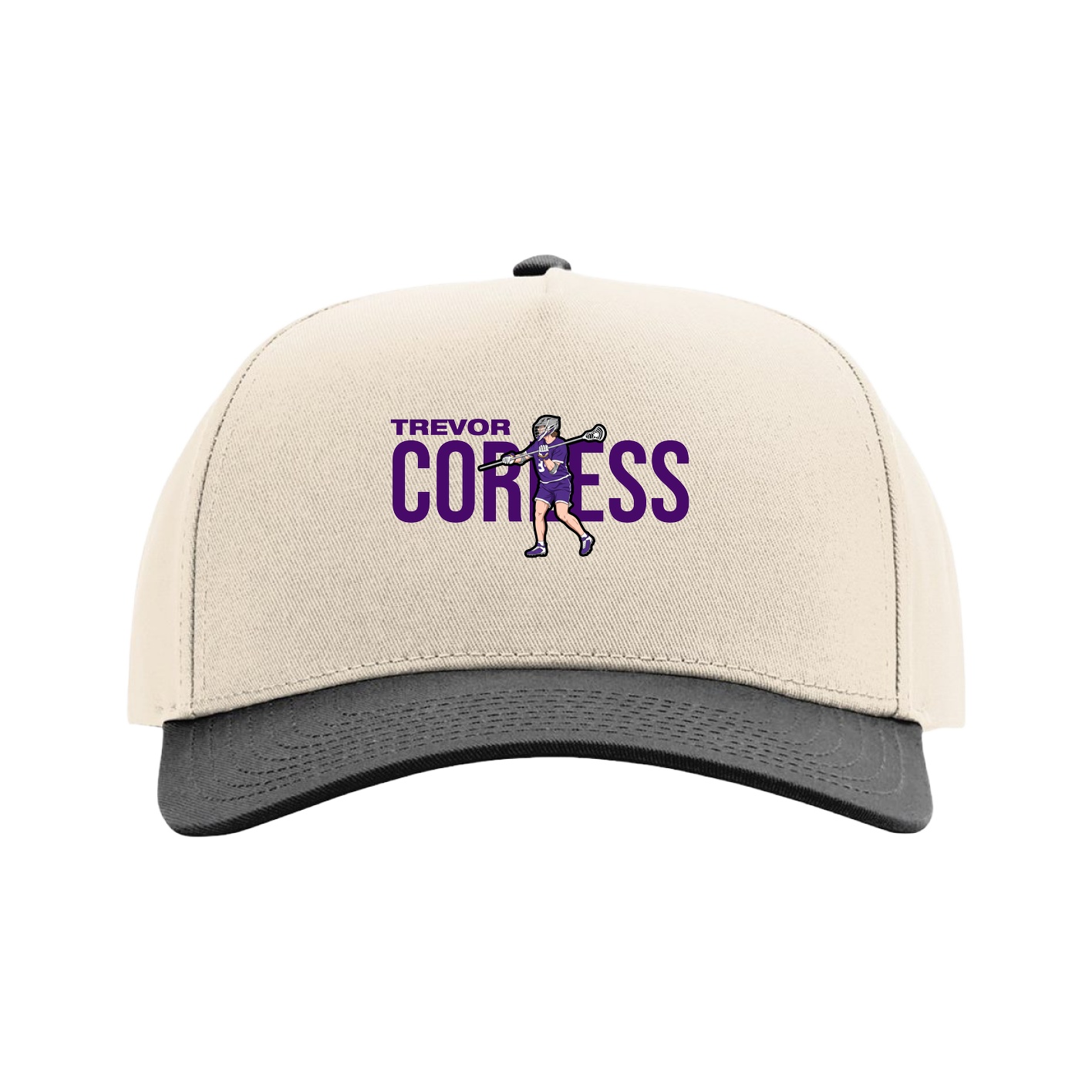 Full Fabric Five-Panel Champ Cap — Player Name in Cream/Black
