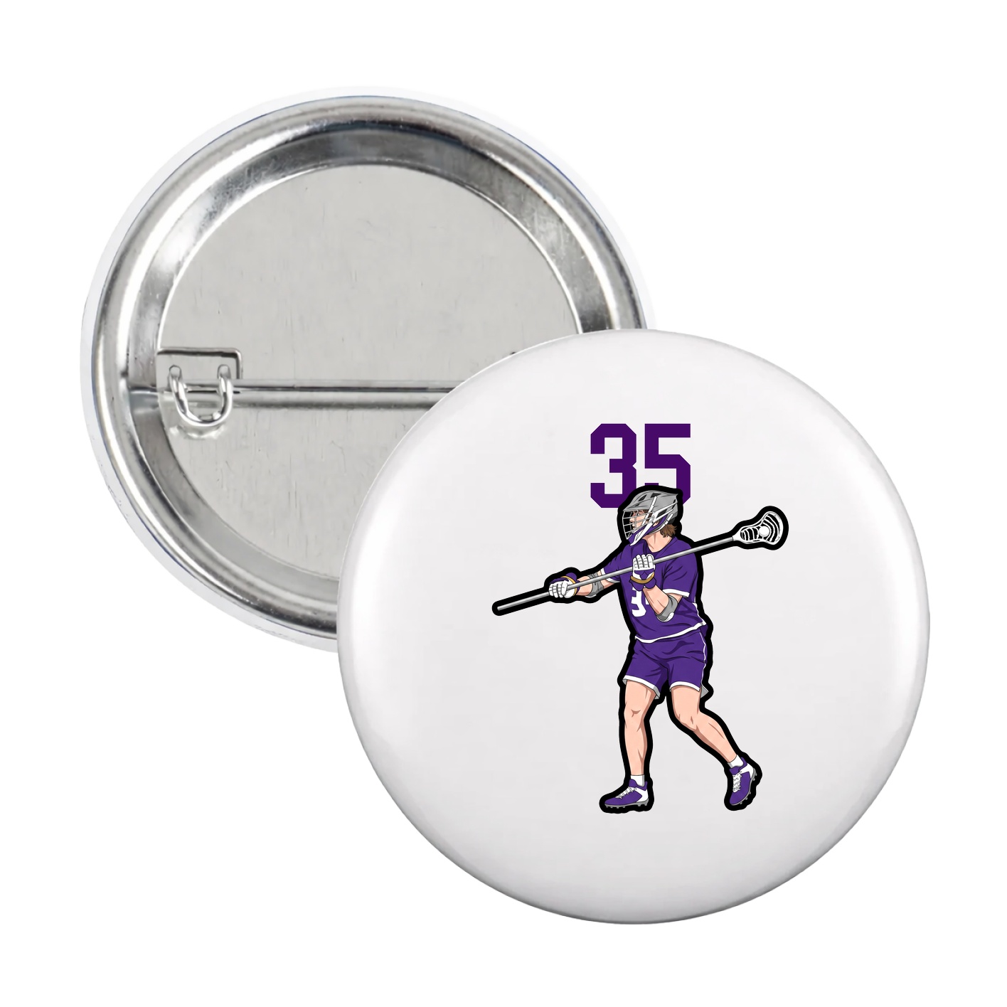 Game Day Button — Number Top in White