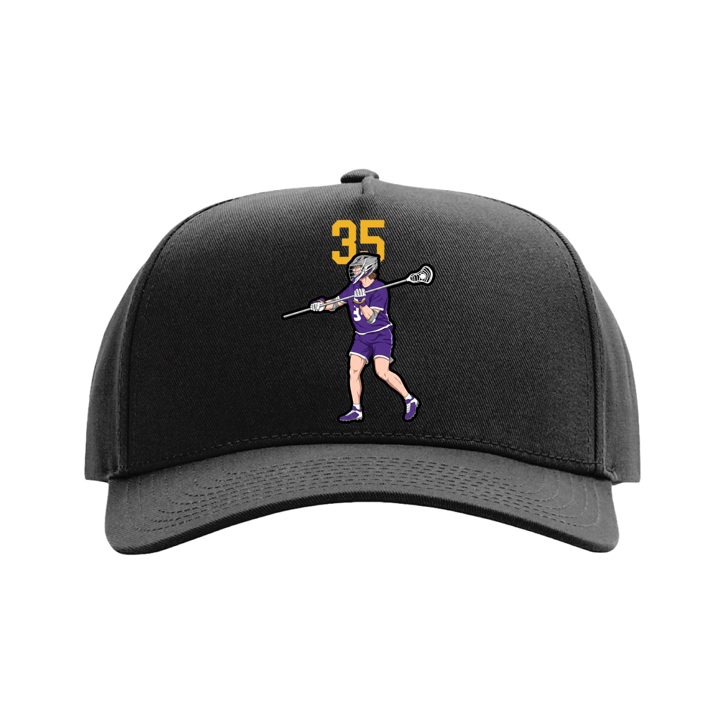 Full Fabric Five-Panel Champ Cap — Number Top in Black