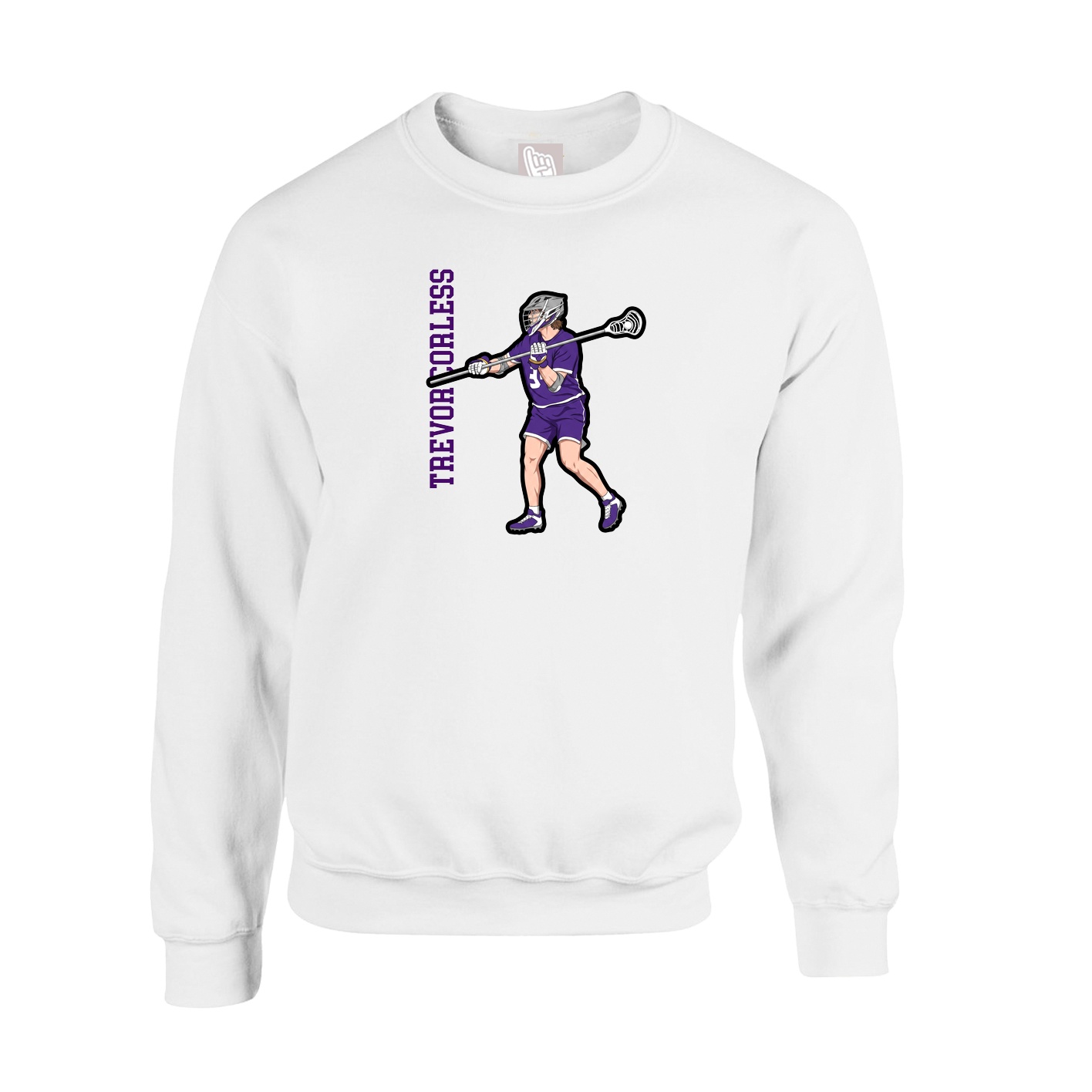 Fleece Crew — Name Vertical in White