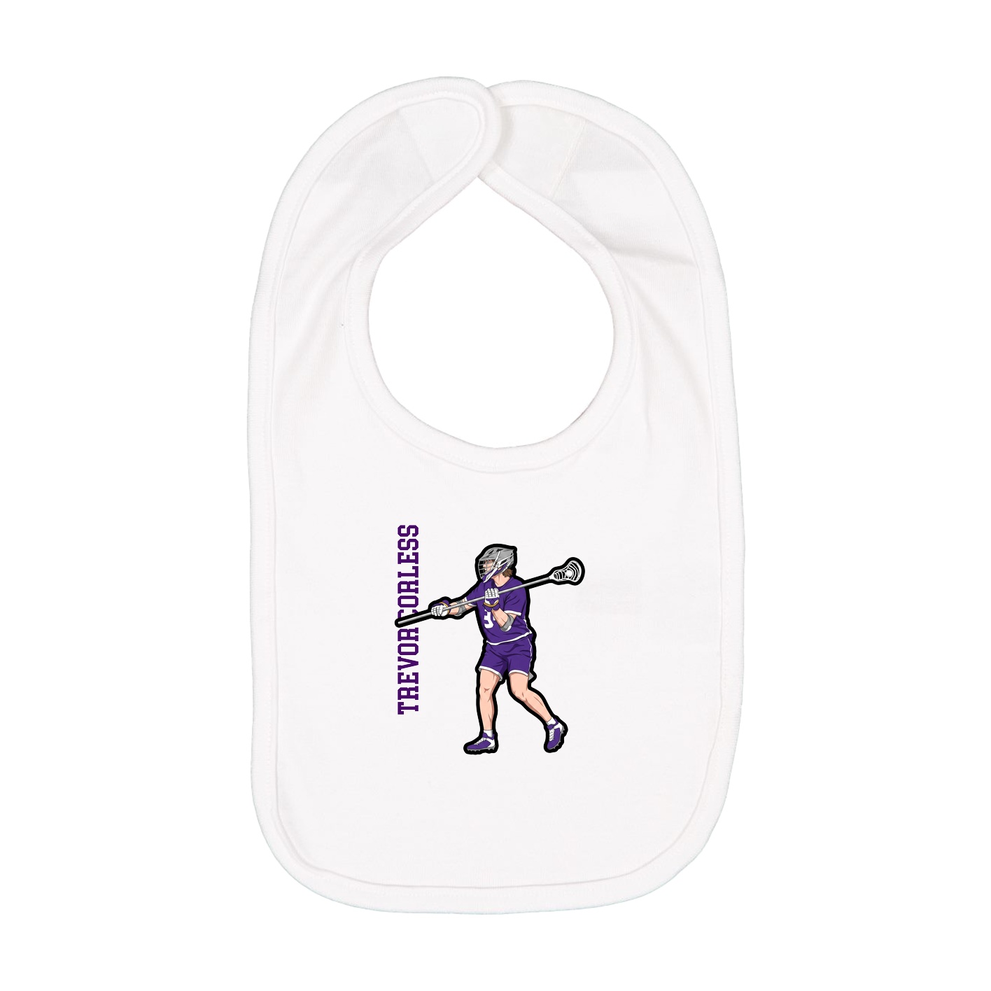Infant Bib — Name Vertical in White