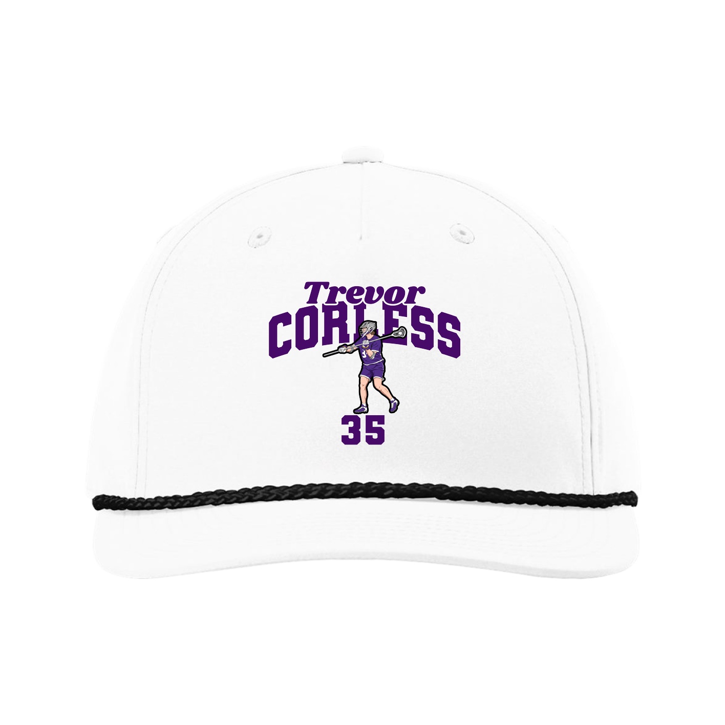 Five-Panel Classic Rope Cap — Signature Arch in White