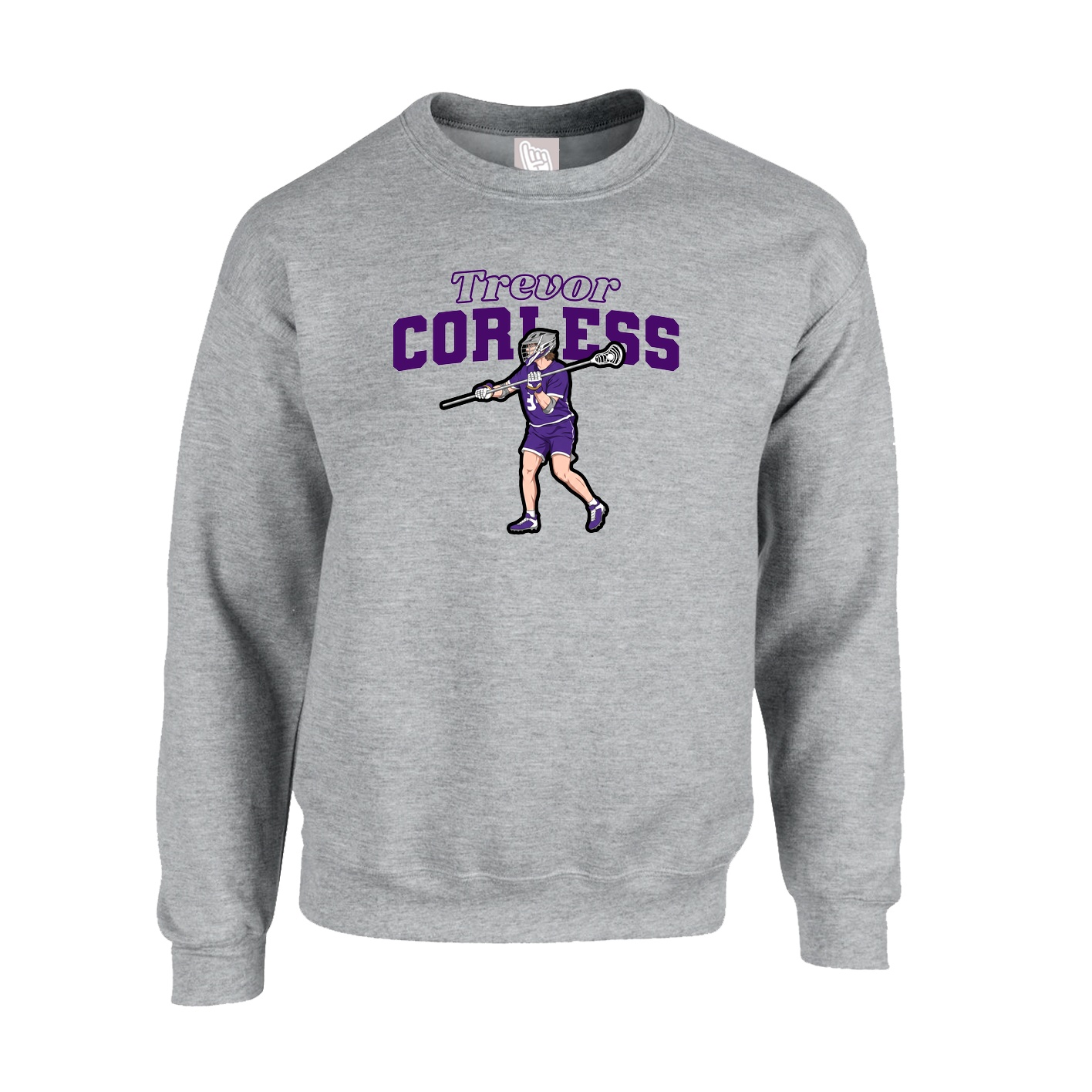 Fleece Crew — Name Arch in Grey