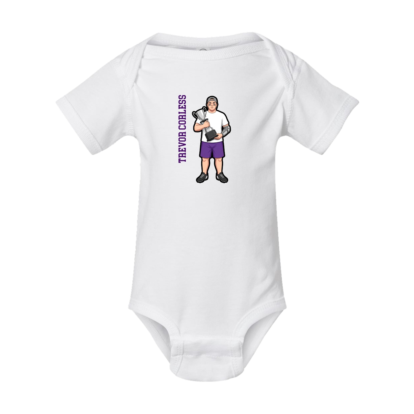 Baby Onesie — Name Vertical in White