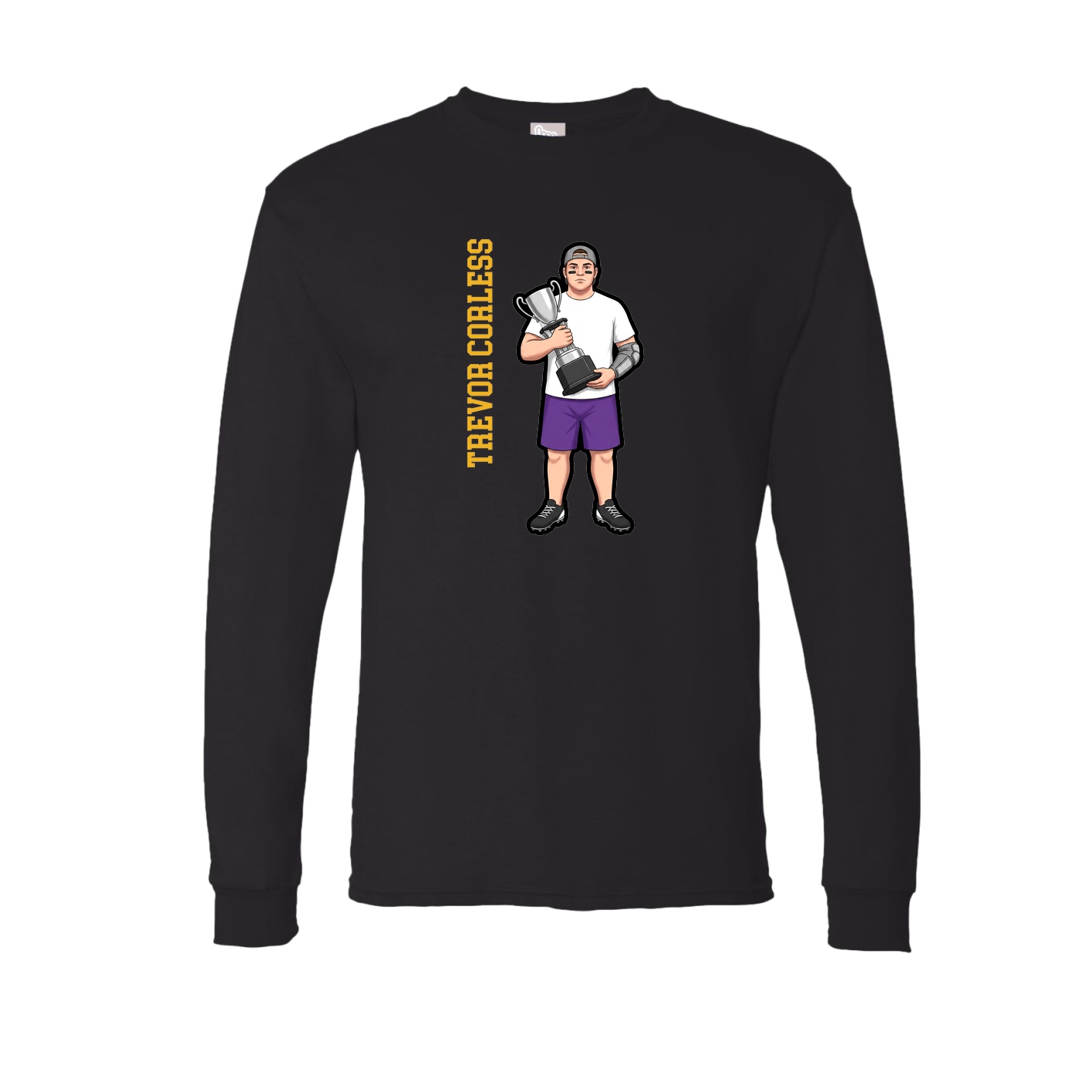 Long Sleeve Tee — Name Vertical in Black
