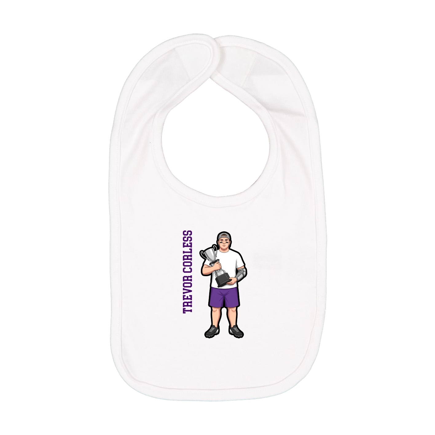 Infant Bib — Name Vertical in White