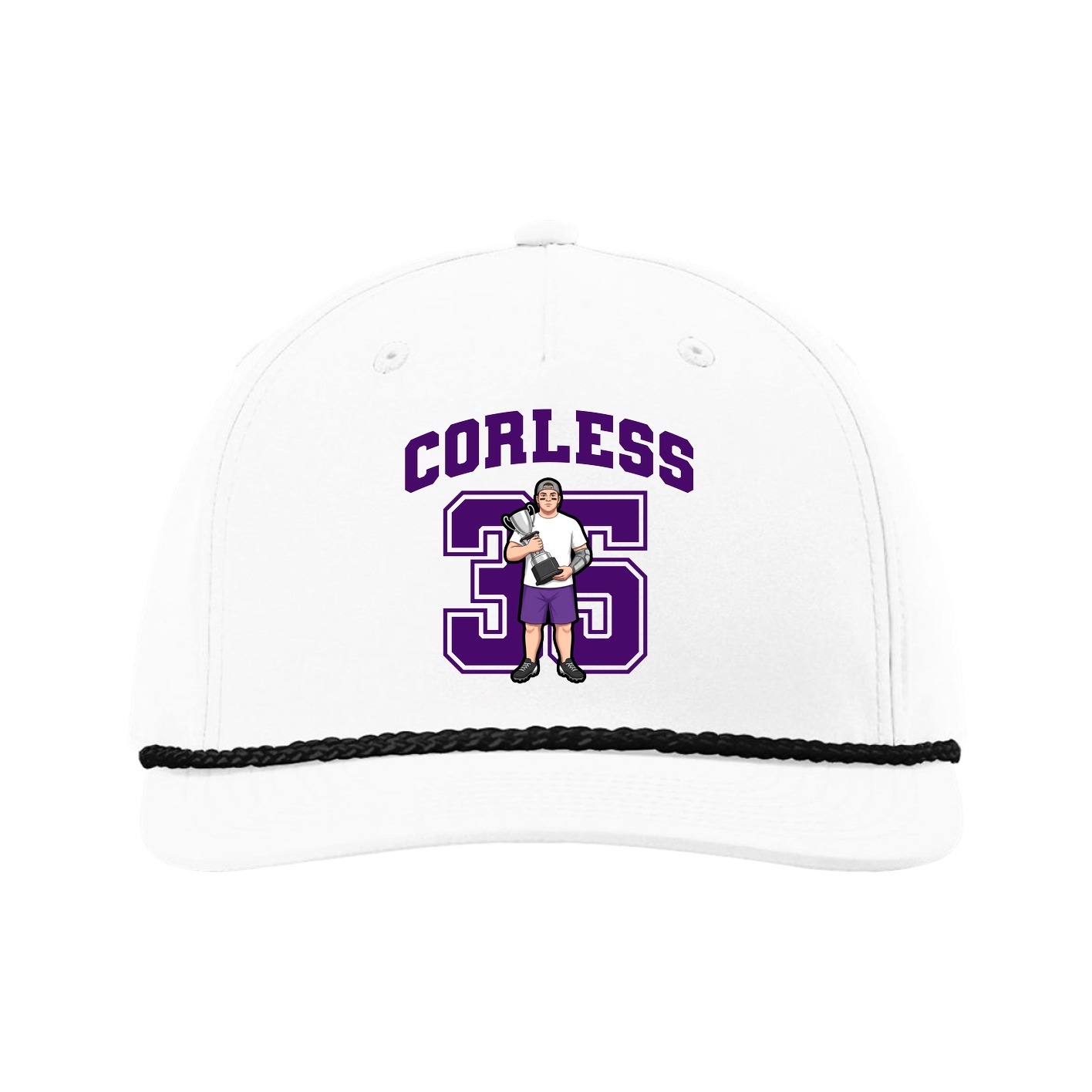 Five-Panel Classic Rope Cap — Number in White
