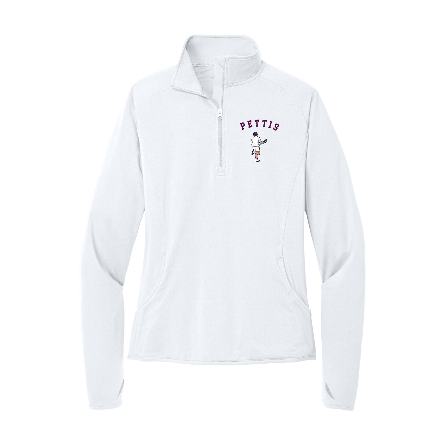 Women's Q-Zip Pullover — Shirsey Arch in White