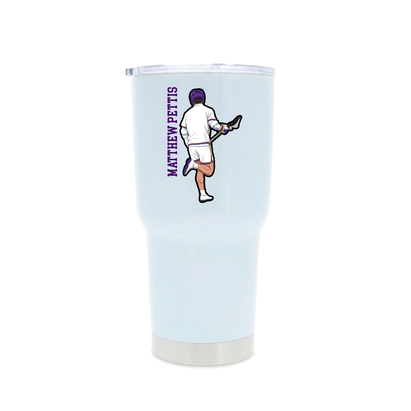 30oz Stainless Steel Tumbler — Name Vertical in White