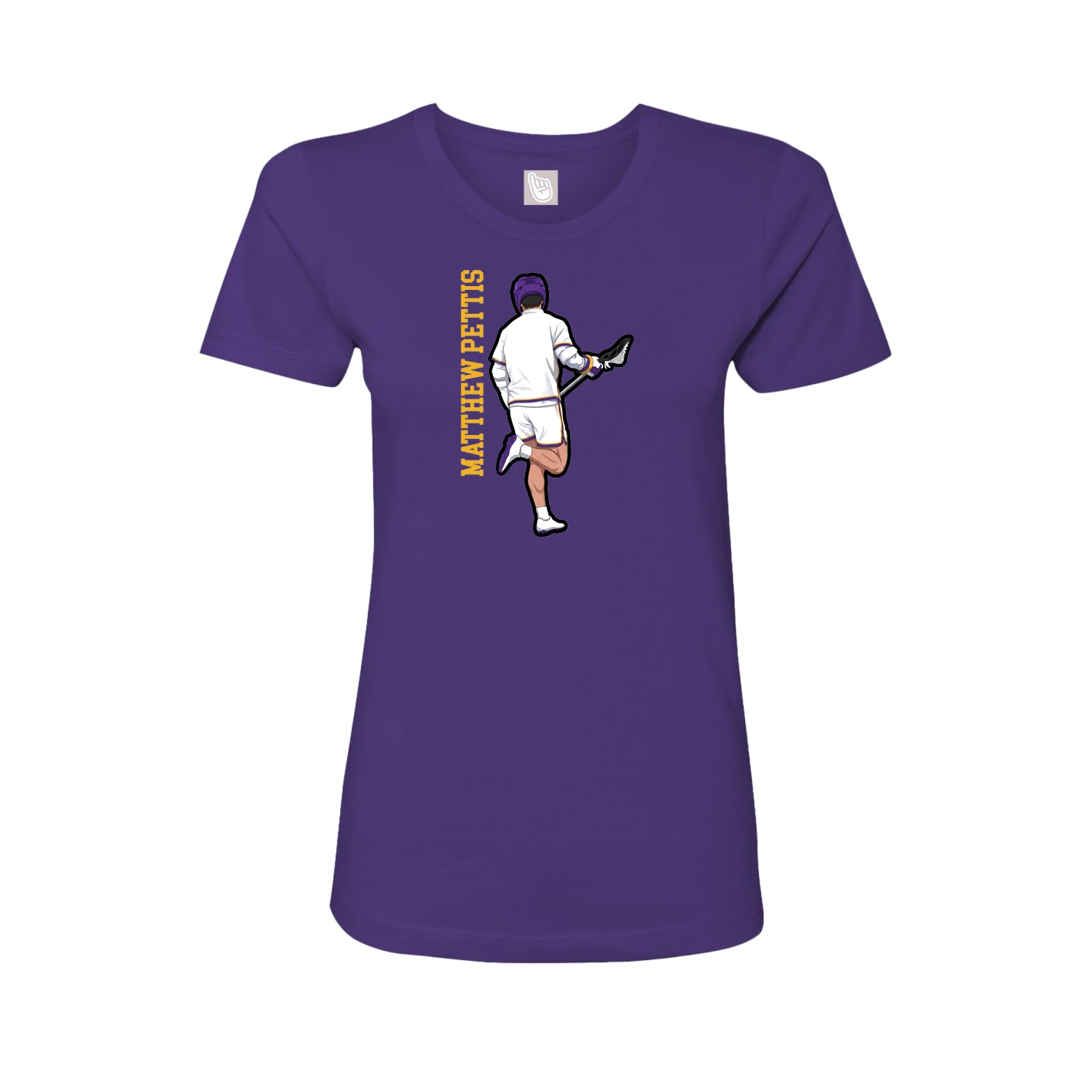 Fitted Women's Tee — Name Vertical in Purple