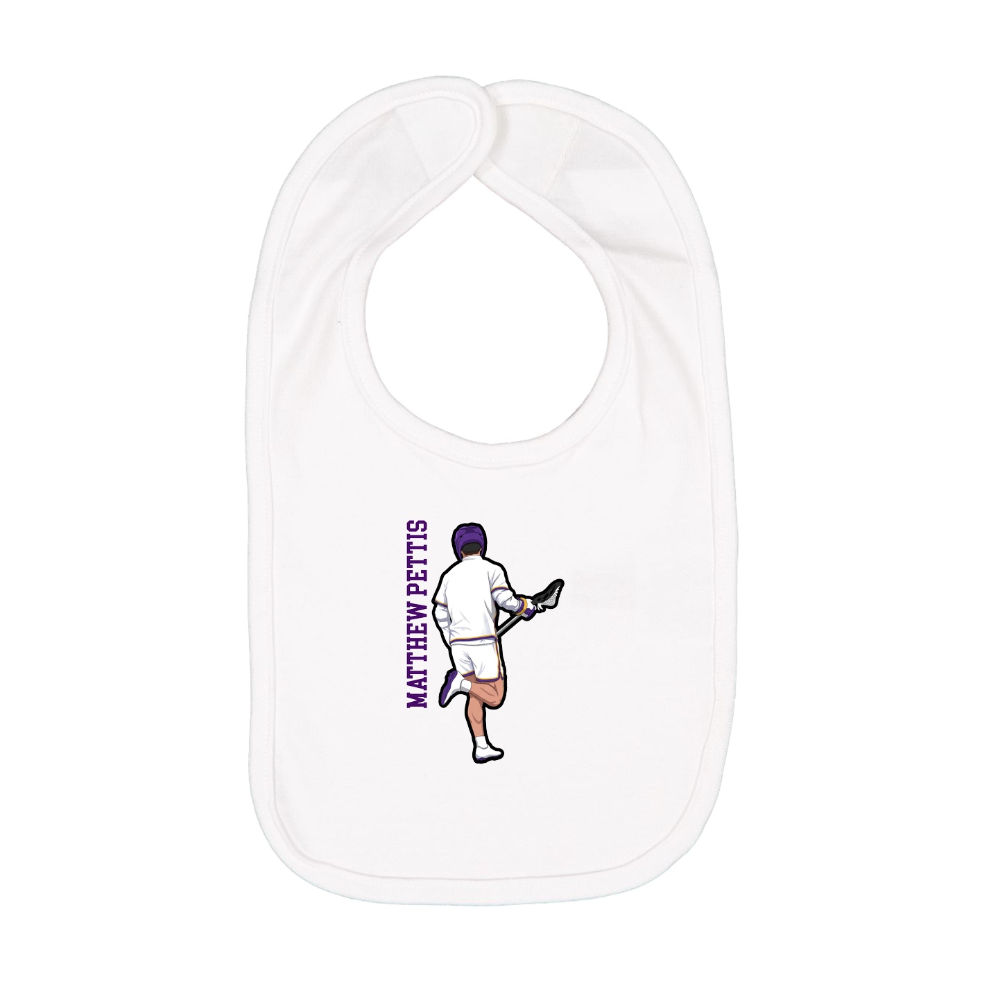 Infant Bib — Name Vertical in White