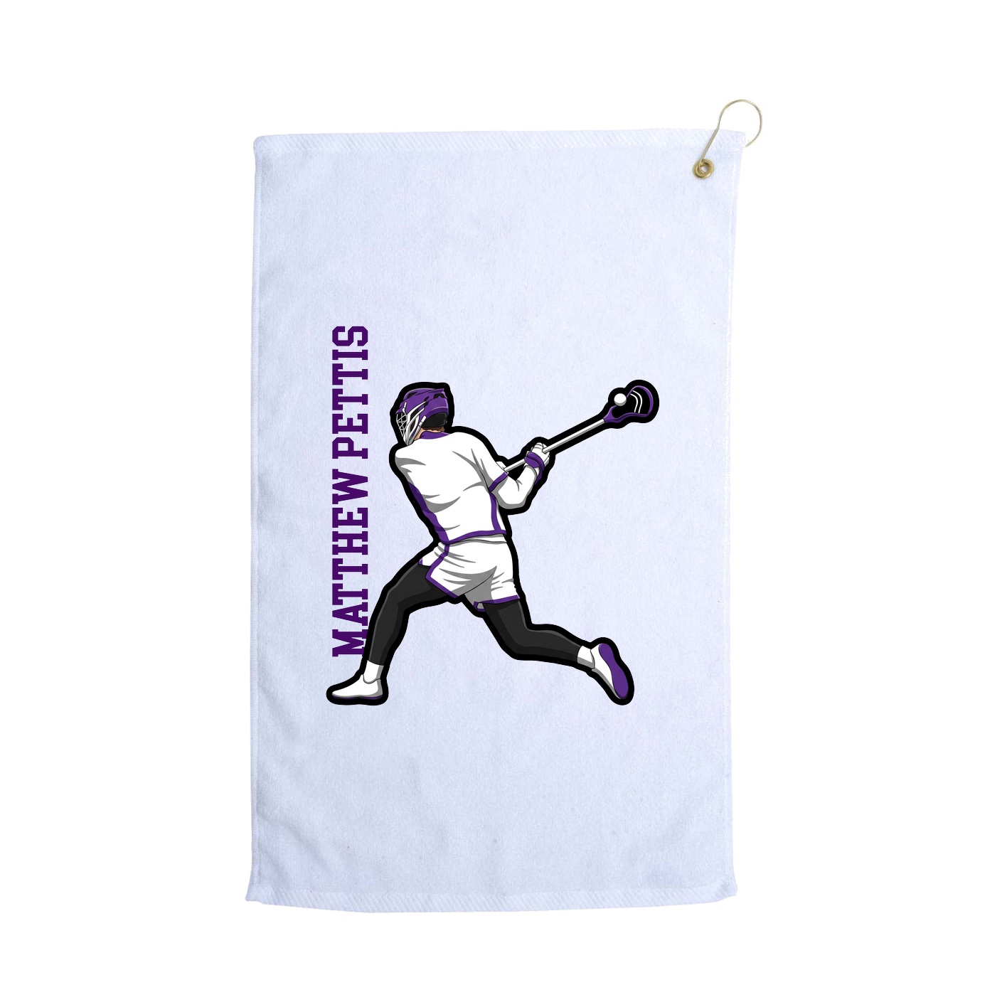 Golf Towel — Name Vertical in White