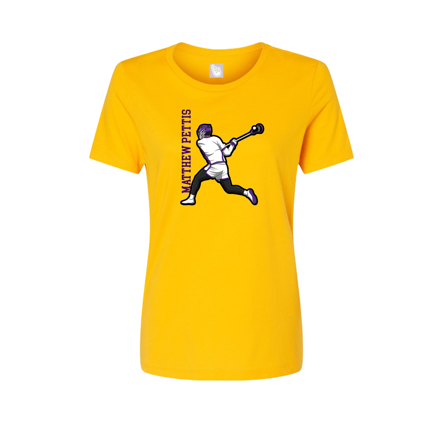 Fitted Women's Tee — Name Vertical in Gold