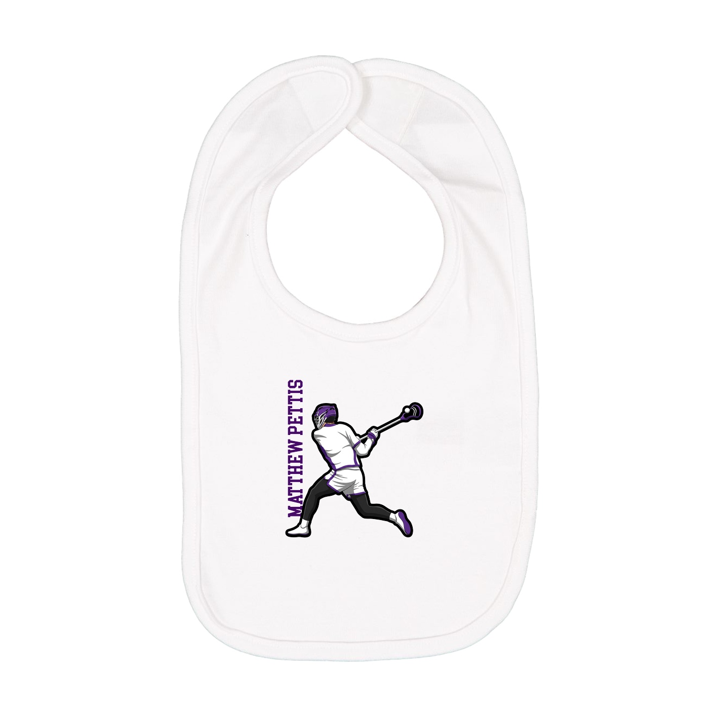 Infant Bib — Name Vertical in White