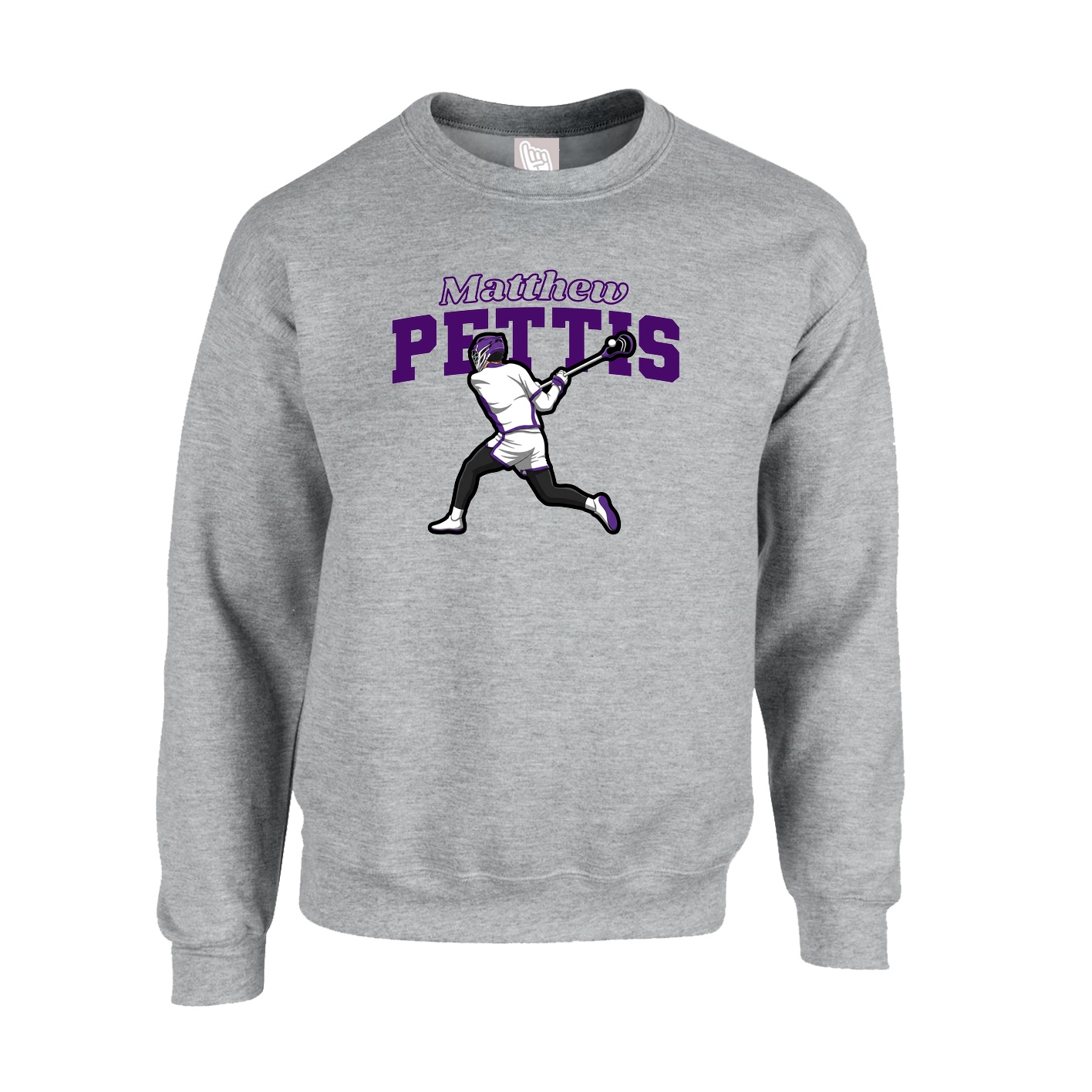 Fleece Crew — Name Arch in Grey