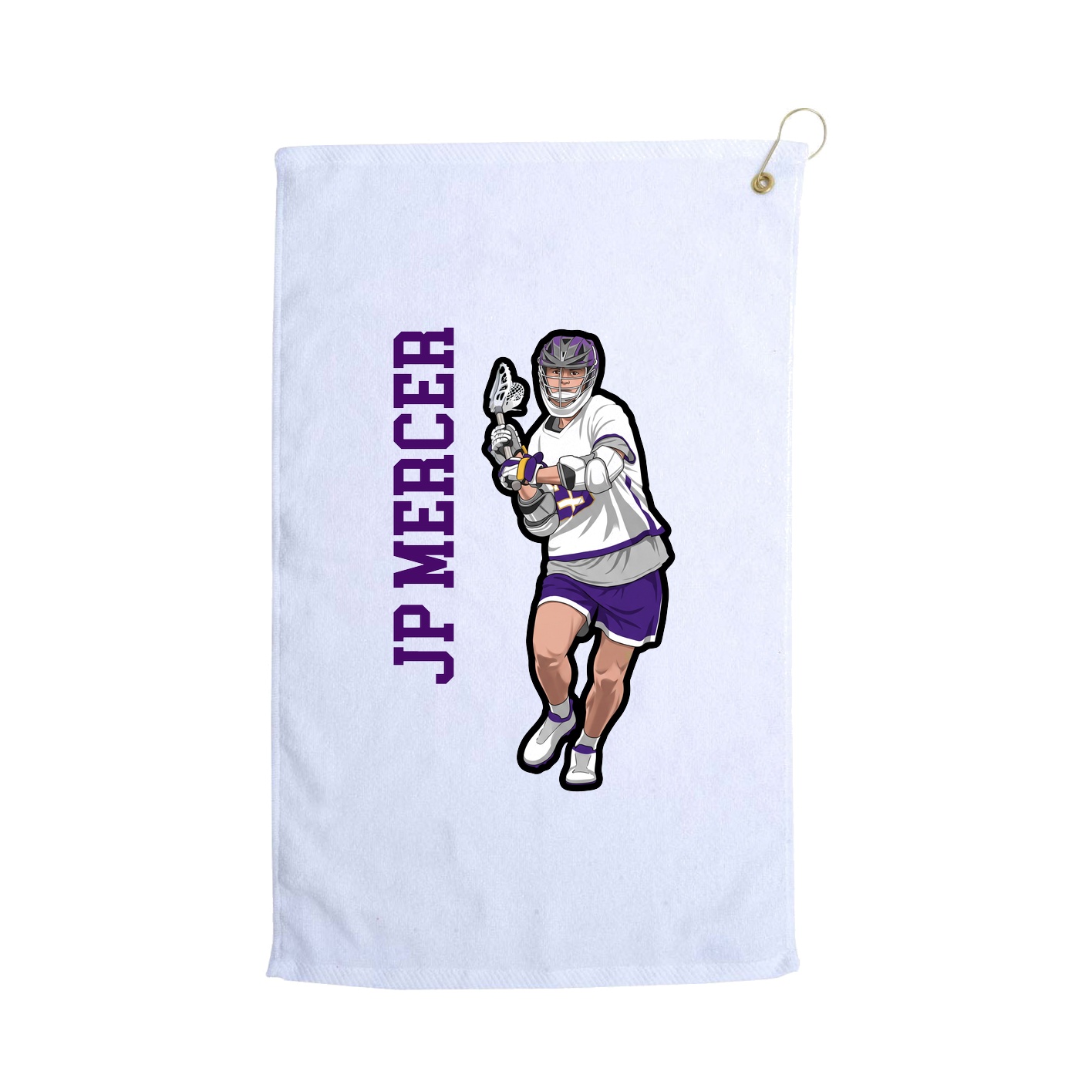 Golf Towel — Name Vertical in White