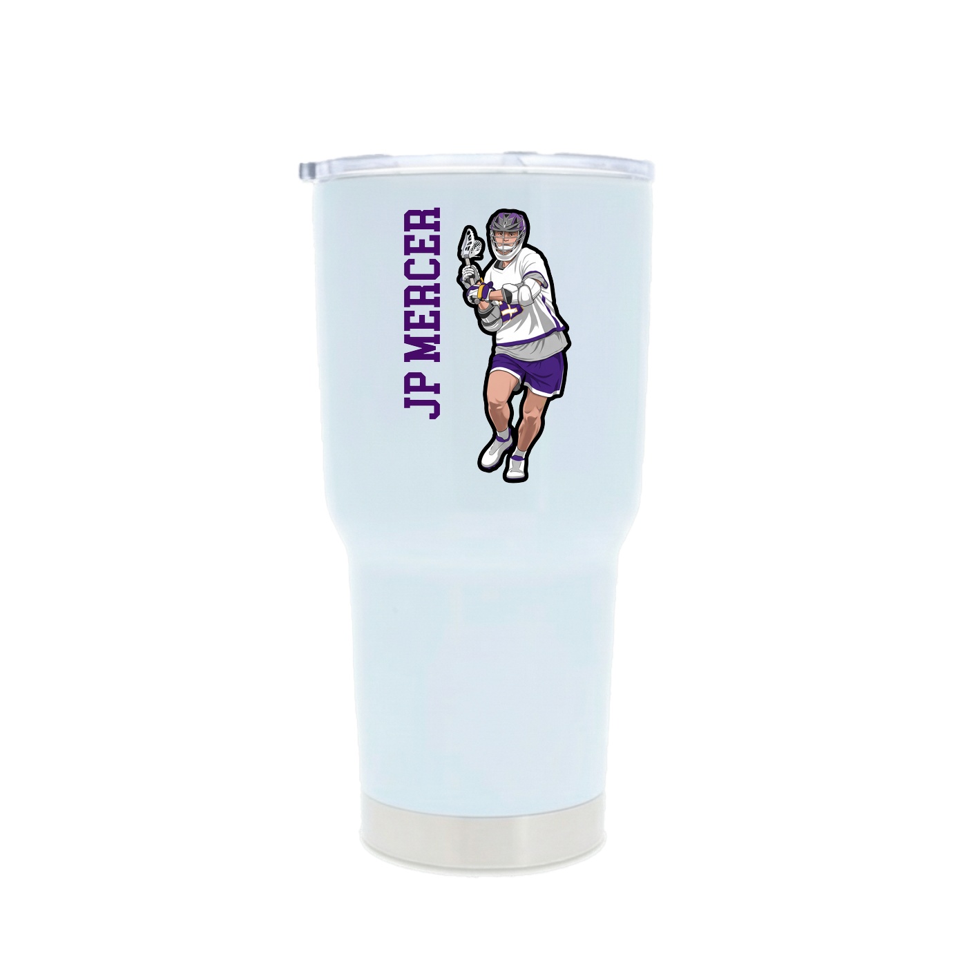 30oz Stainless Steel Tumbler — Name Vertical in White