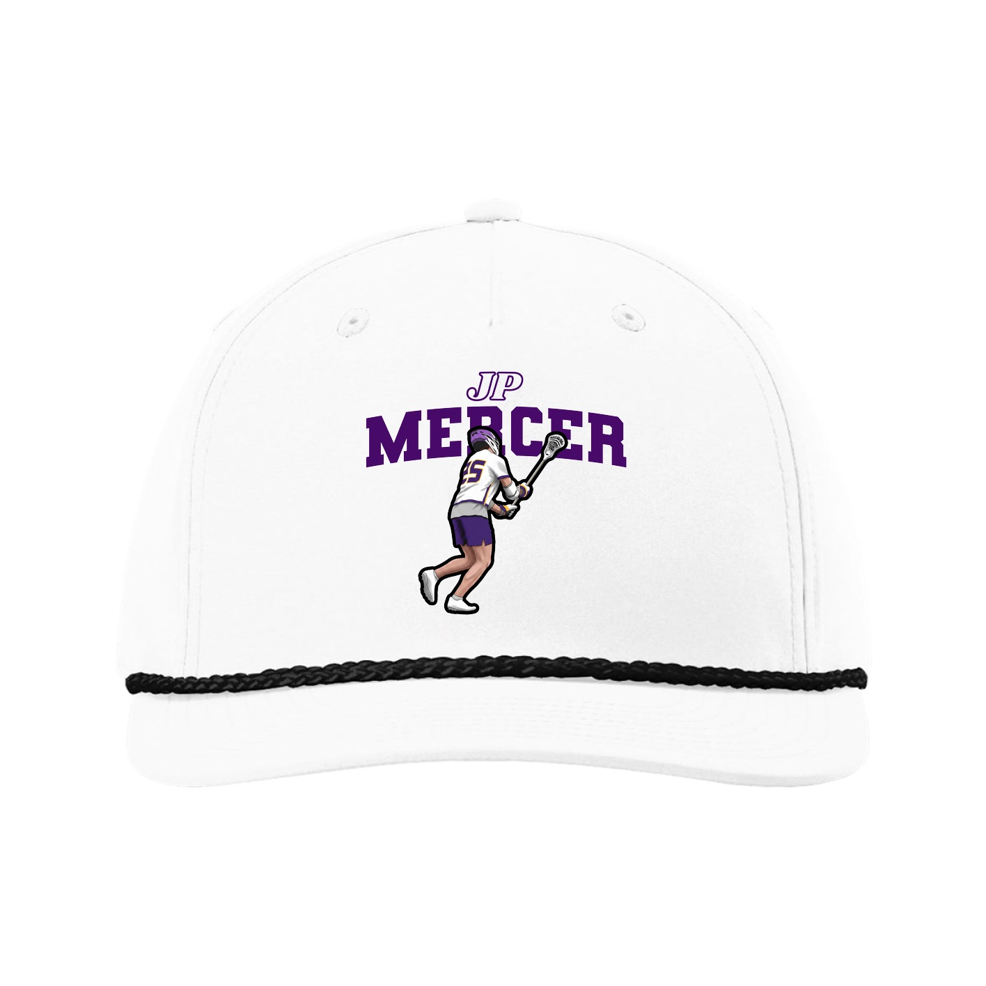 Five-Panel Classic Rope Cap — Name Arch in White