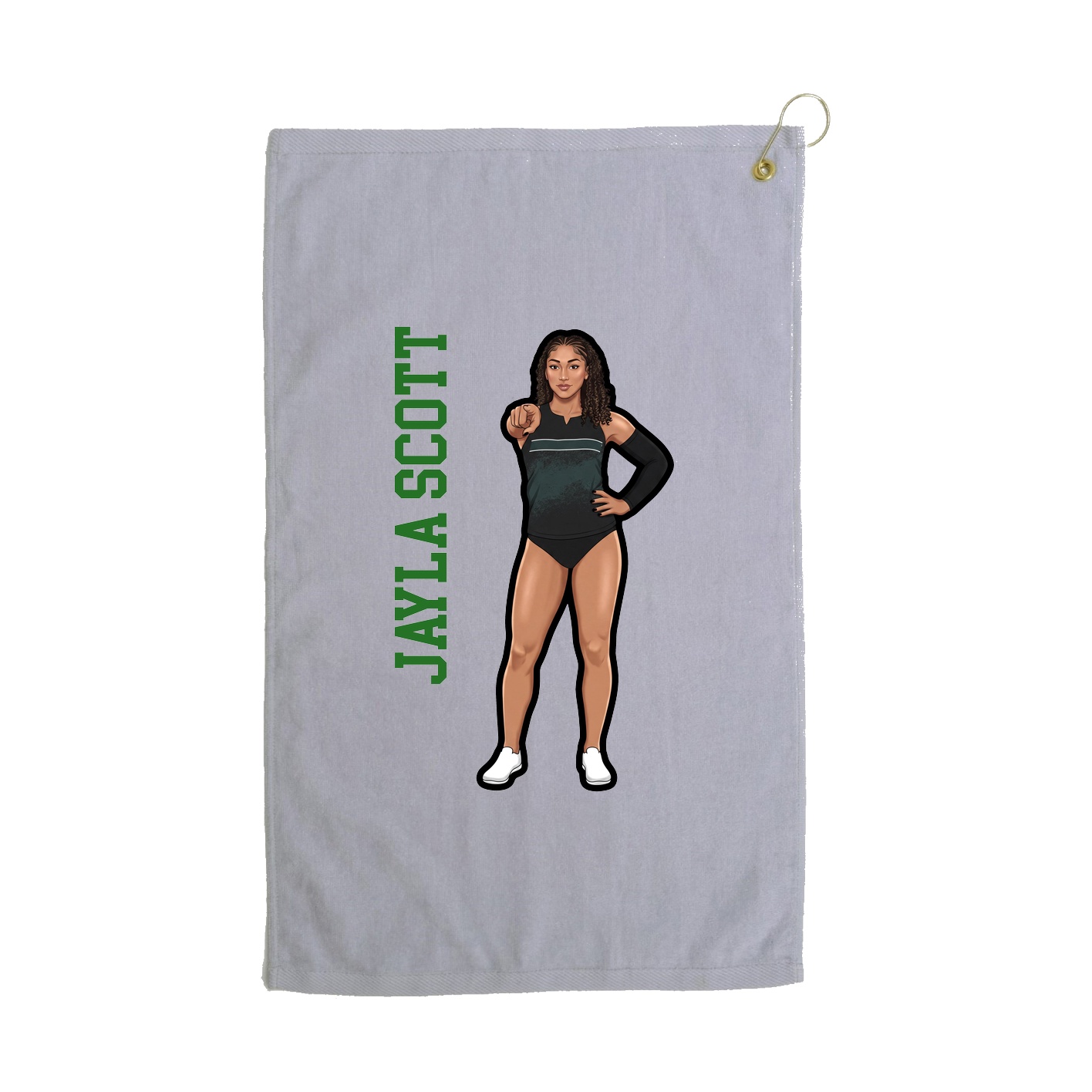 Golf Towel — Name Vertical in Grey