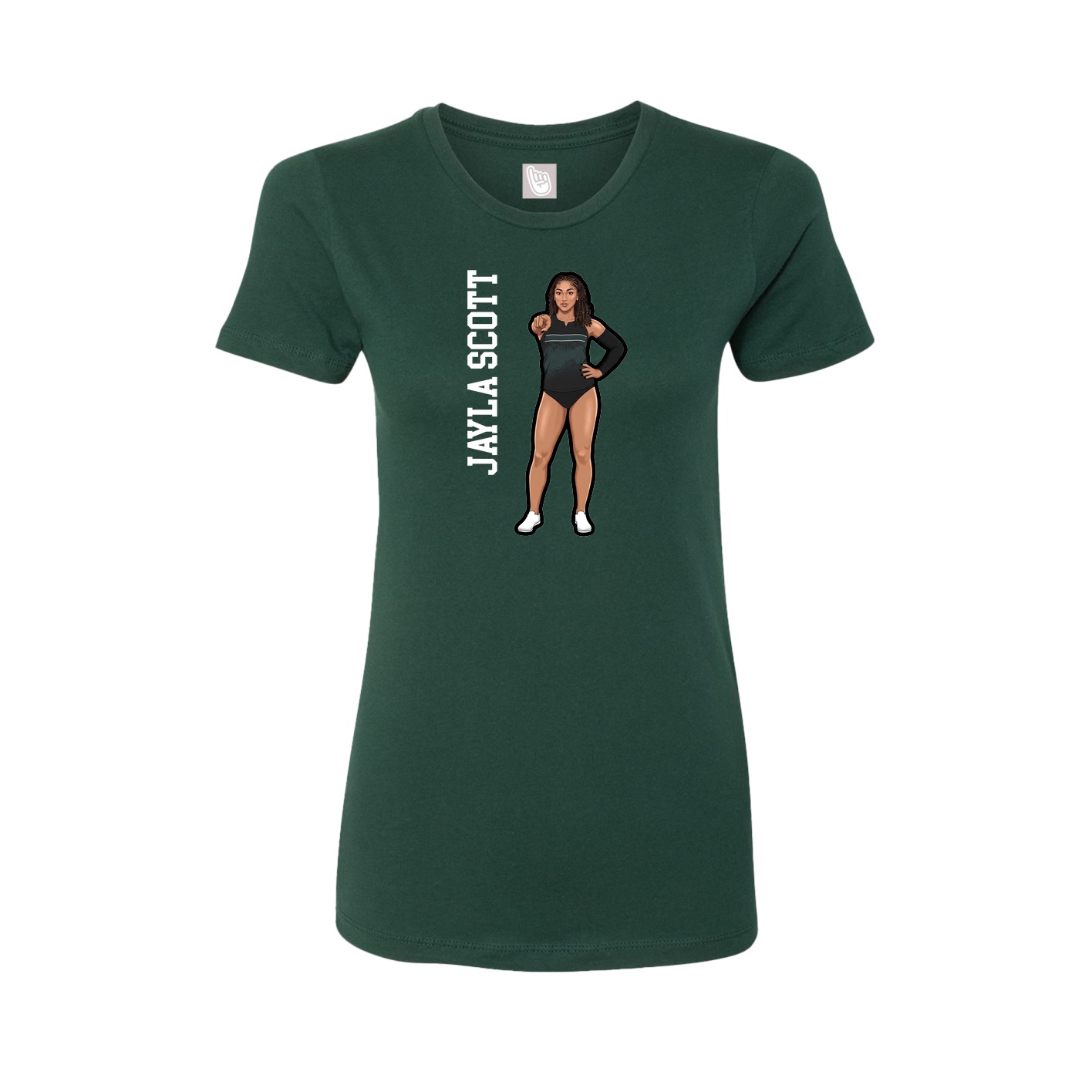 Fitted Women's Tee — Name Vertical in Green