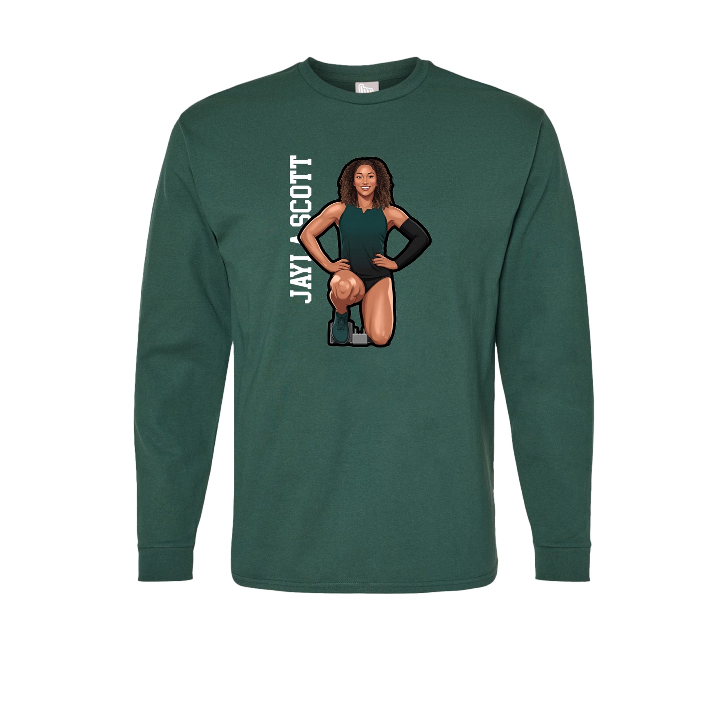 Long Sleeve Tee — Name Vertical in Green