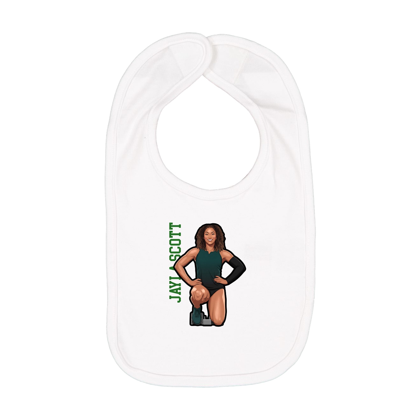 Infant Bib — Name Vertical in White