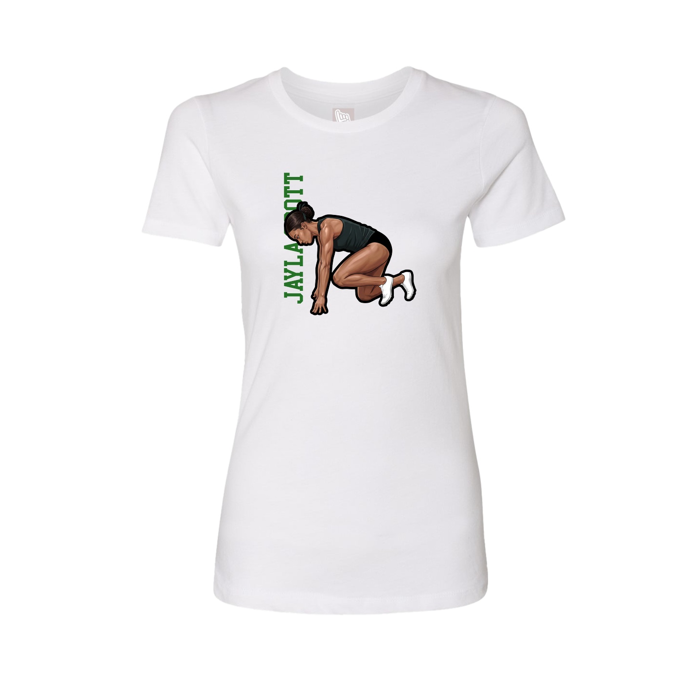 Fitted Women's Tee — Name Vertical in White