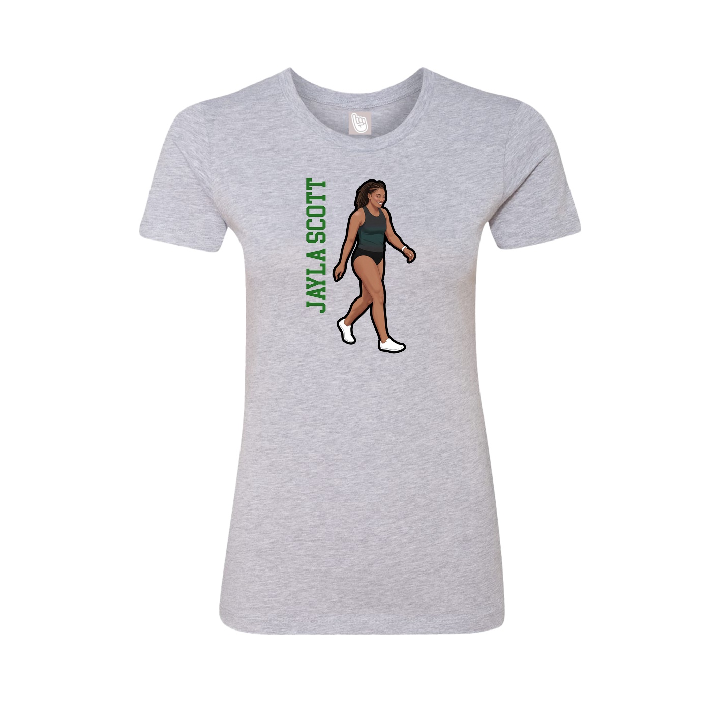 Fitted Women's Tee — Name Vertical in Grey