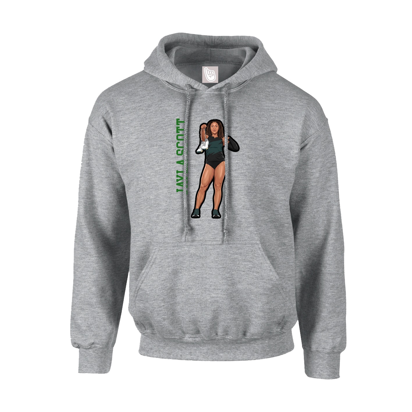 Hoodie — Name Vertical in Grey