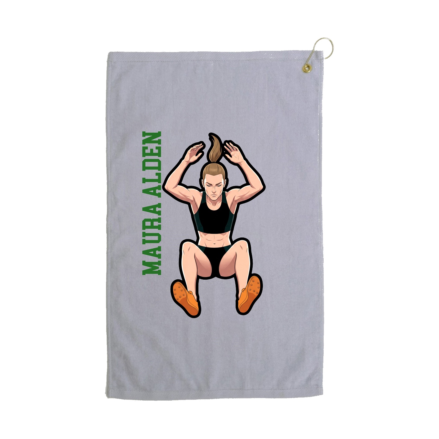 Golf Towel — Name Vertical in Grey