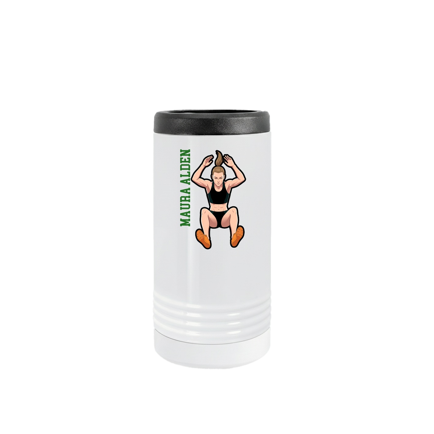 Slim Beverage Holder — Name Vertical in White