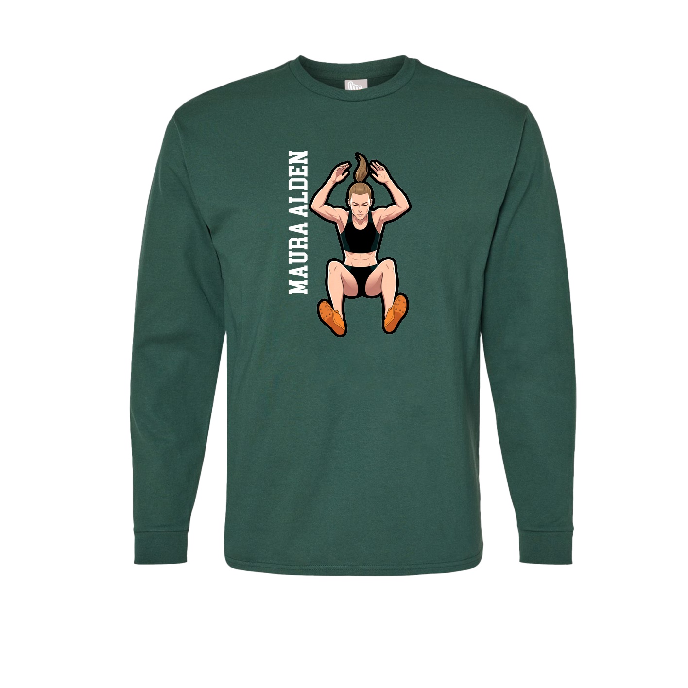 Long Sleeve Tee — Name Vertical in Green