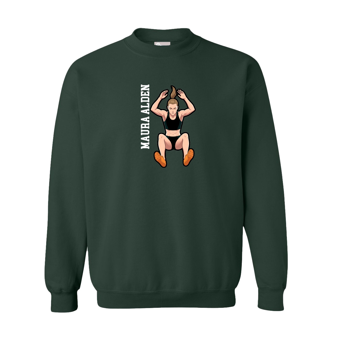 Fleece Crew — Name Vertical in Green