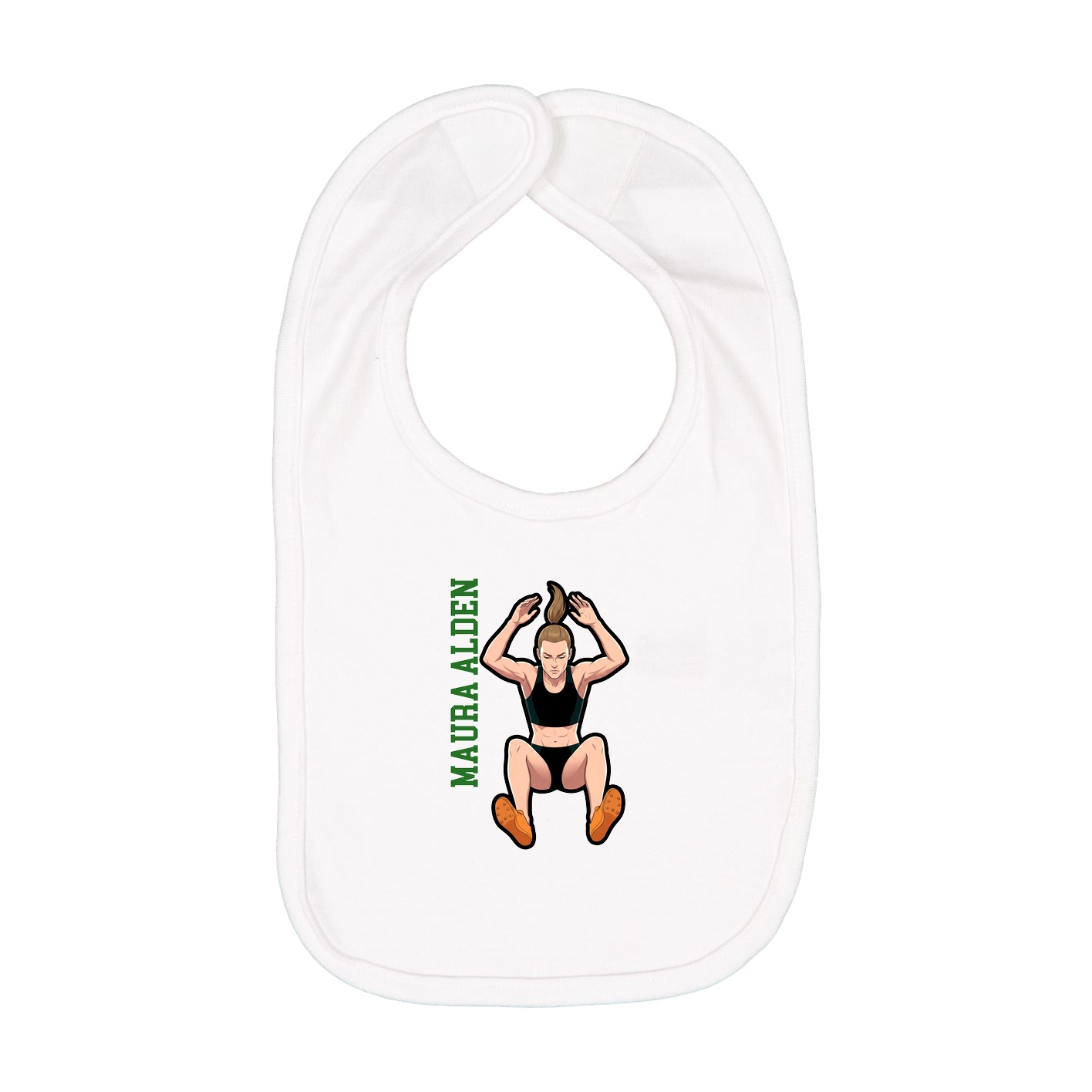 Infant Bib — Name Vertical in White