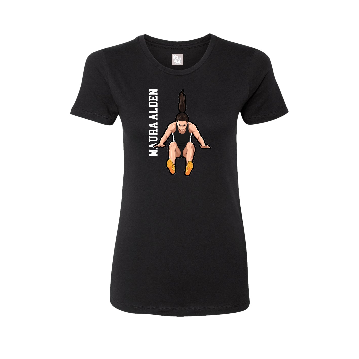 Womens Tee — Name Vertical in Black