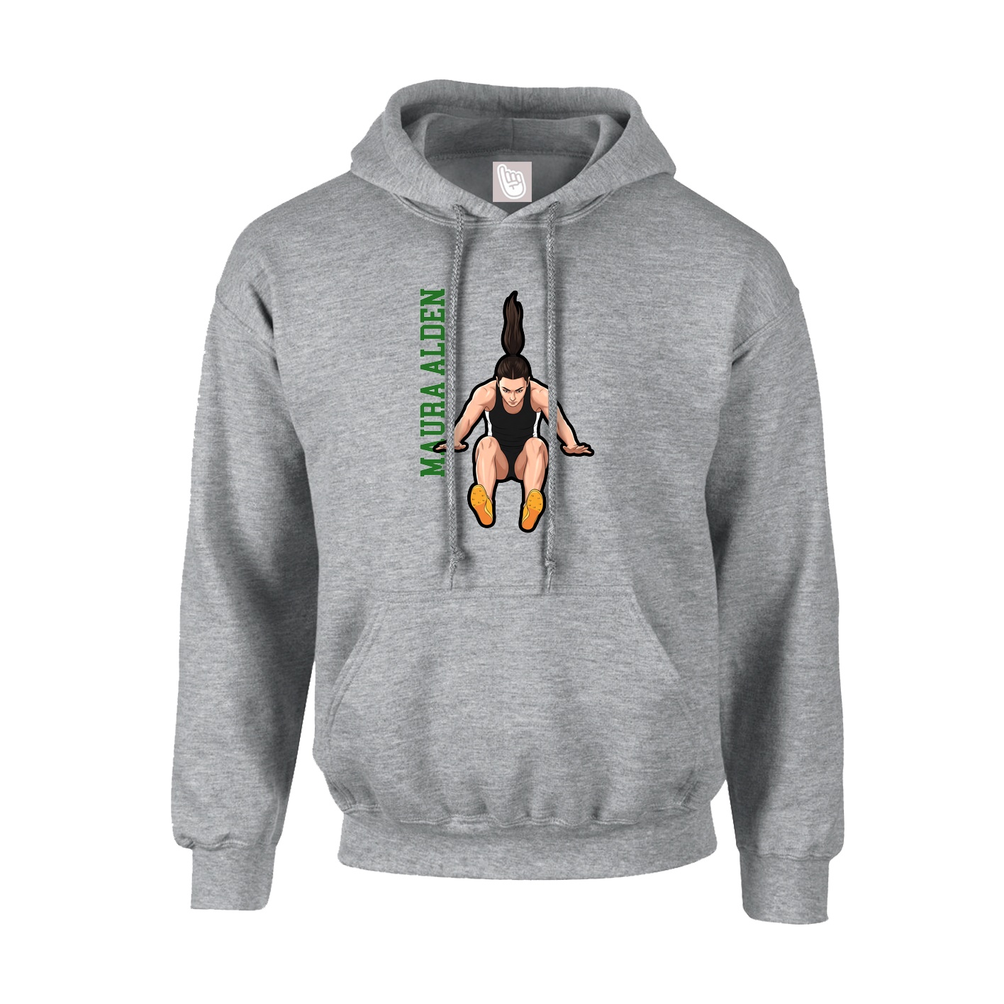 Hoodie — Name Vertical in Grey