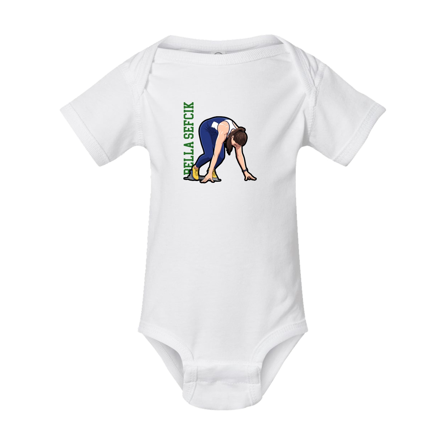 Baby Onesie — Name Vertical in White