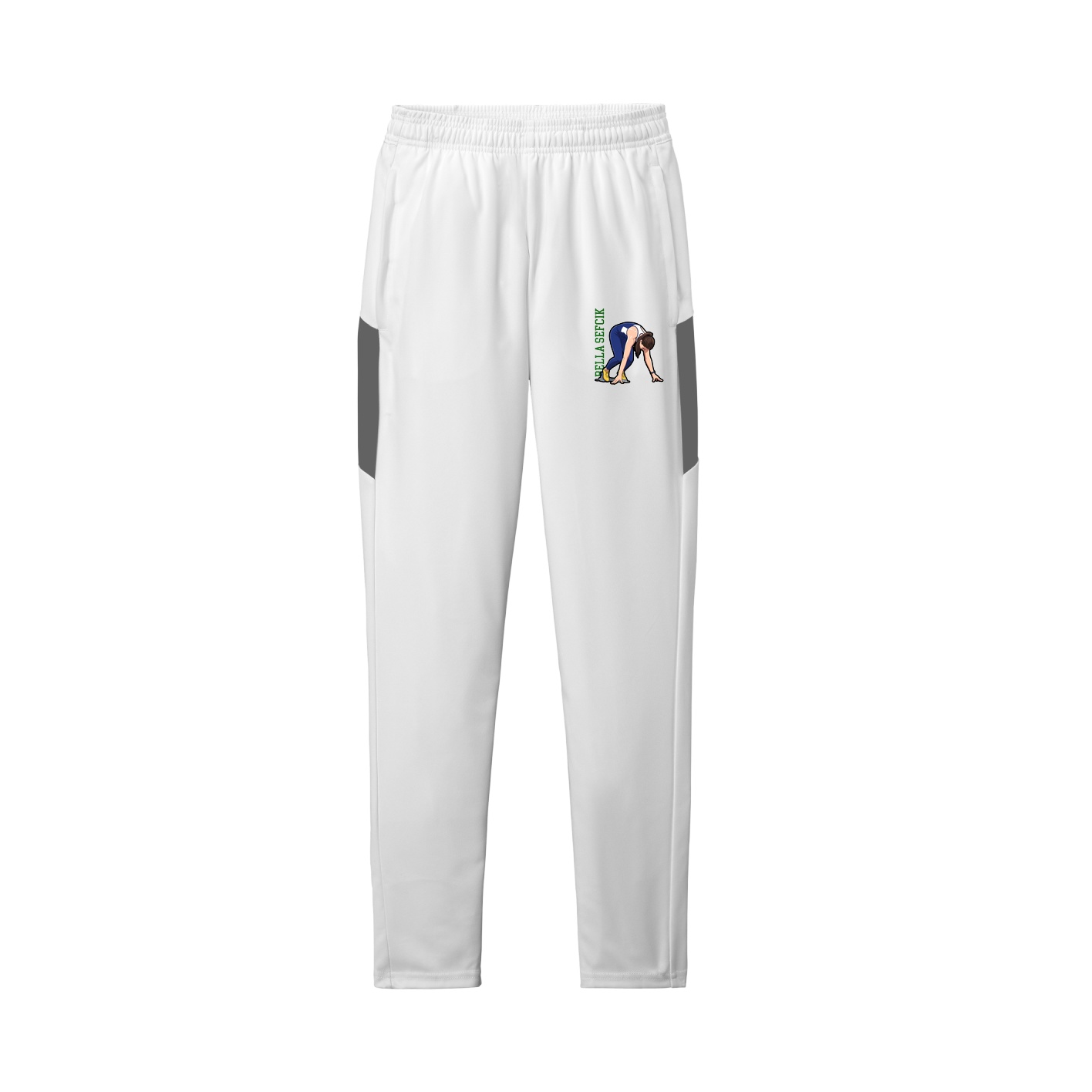Team Travel Pant — Name Vertical in White/Grey