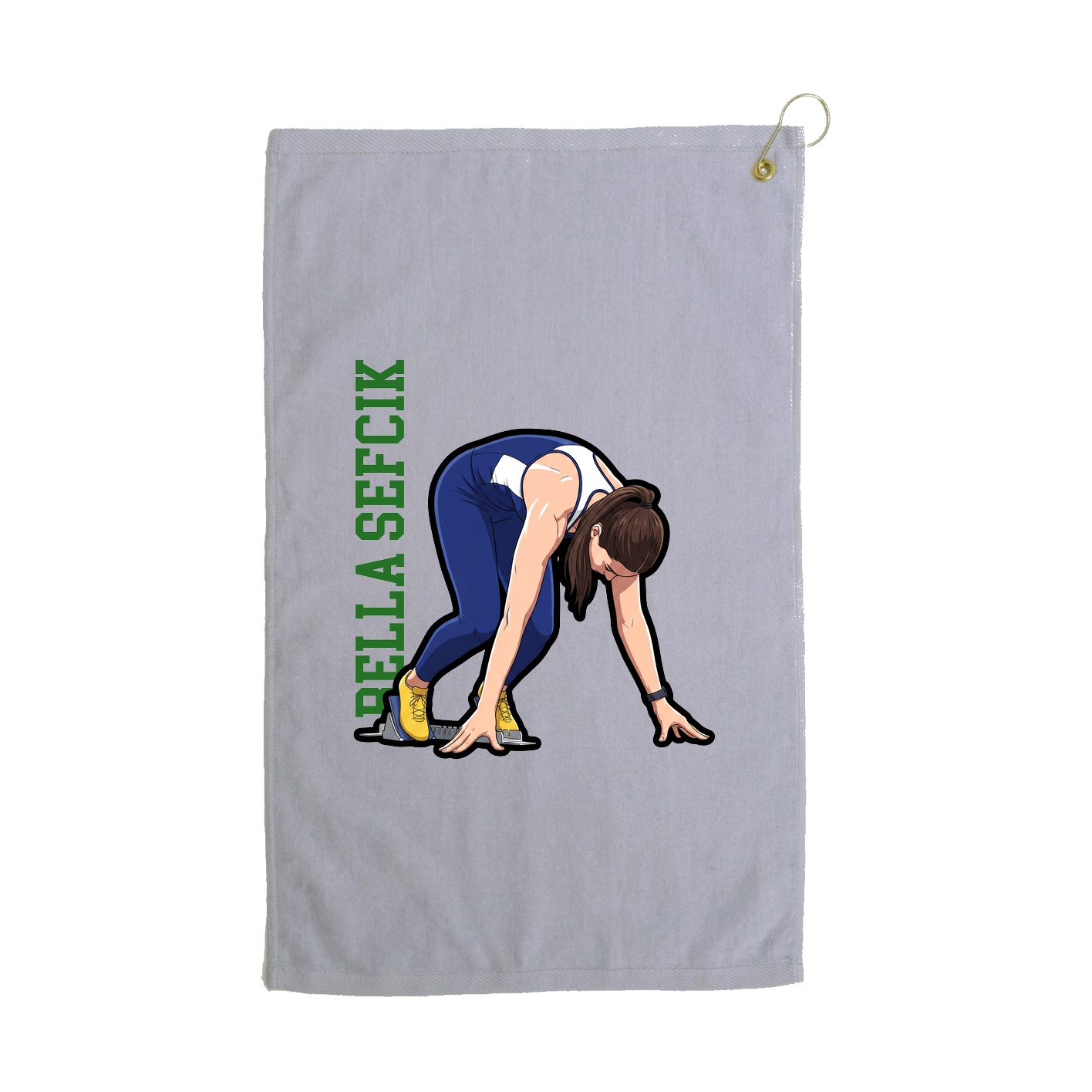 Golf Towel — Name Vertical in Grey