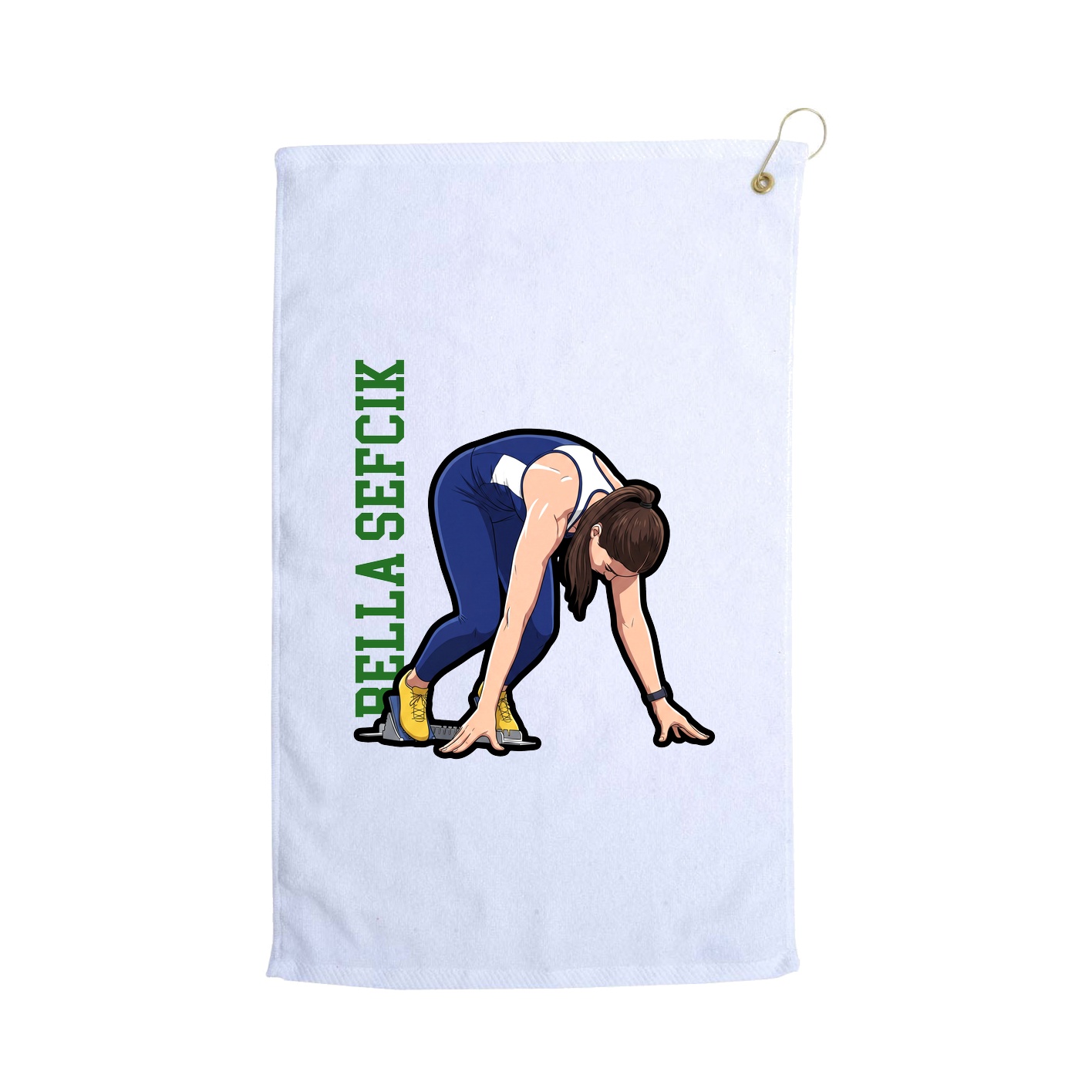 Golf Towel — Name Vertical in White