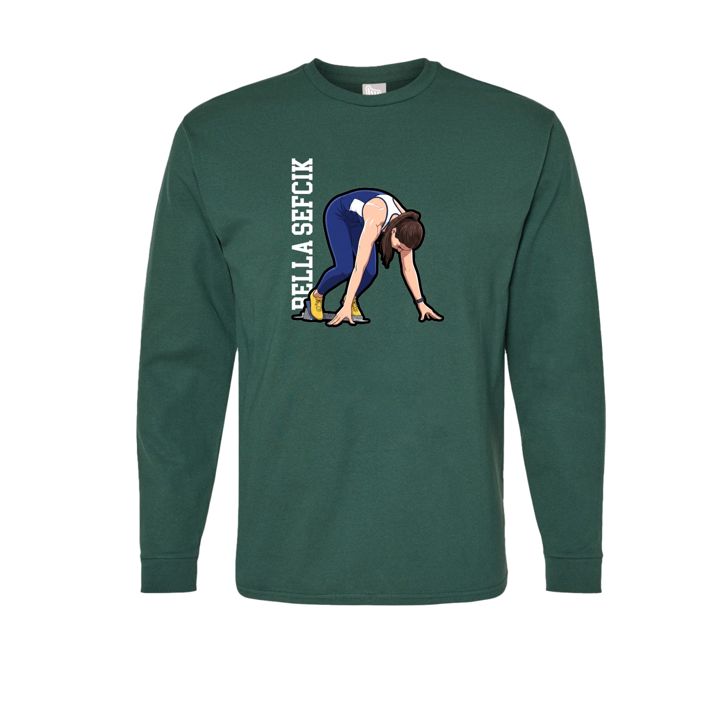Long Sleeve Tee — Name Vertical in Green